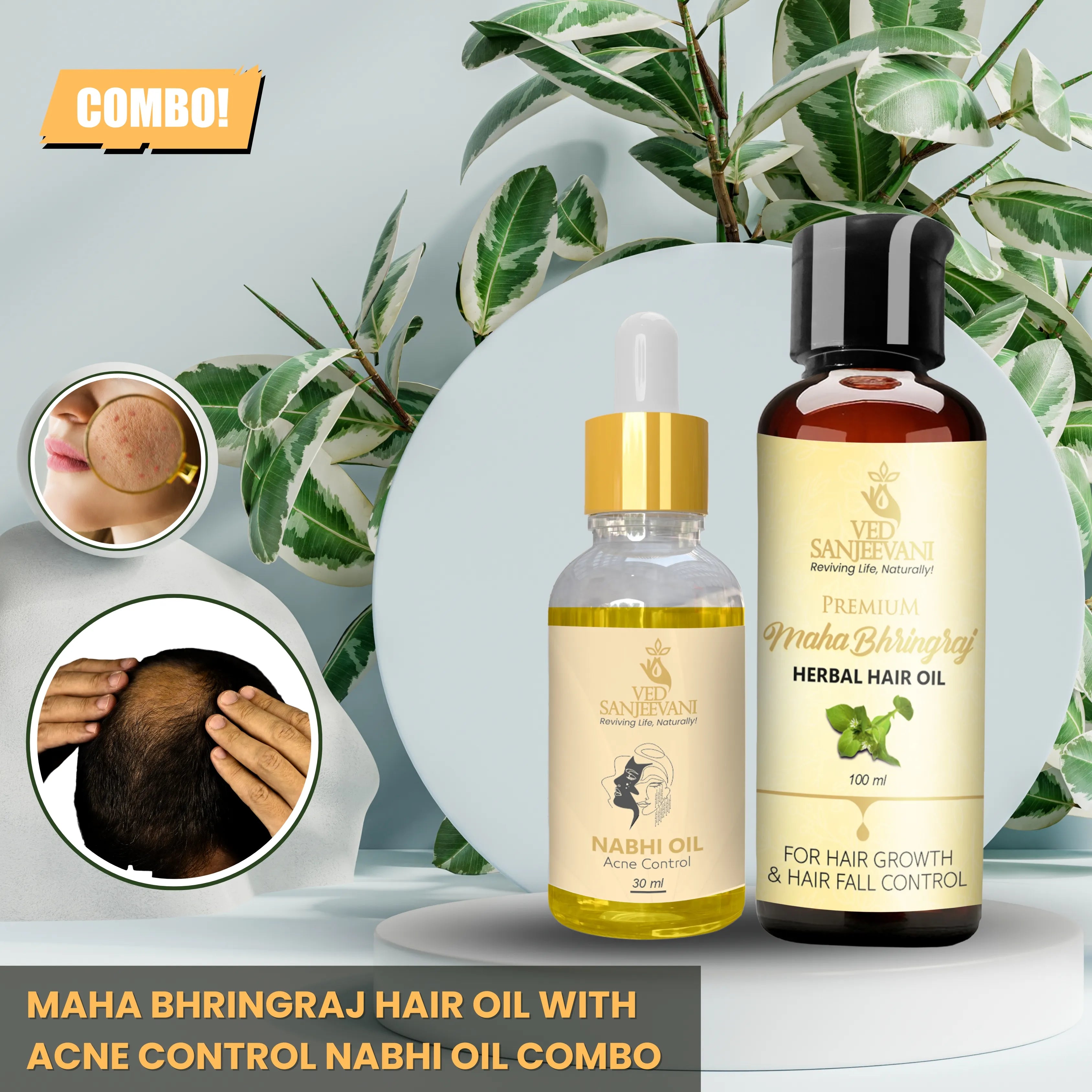 COMBO(Maha Bhringraj Hair Oil + Acne Control Nabhi Oil) - Ayurvedic Wellness by Ved Sanjeevani (Image 5)
