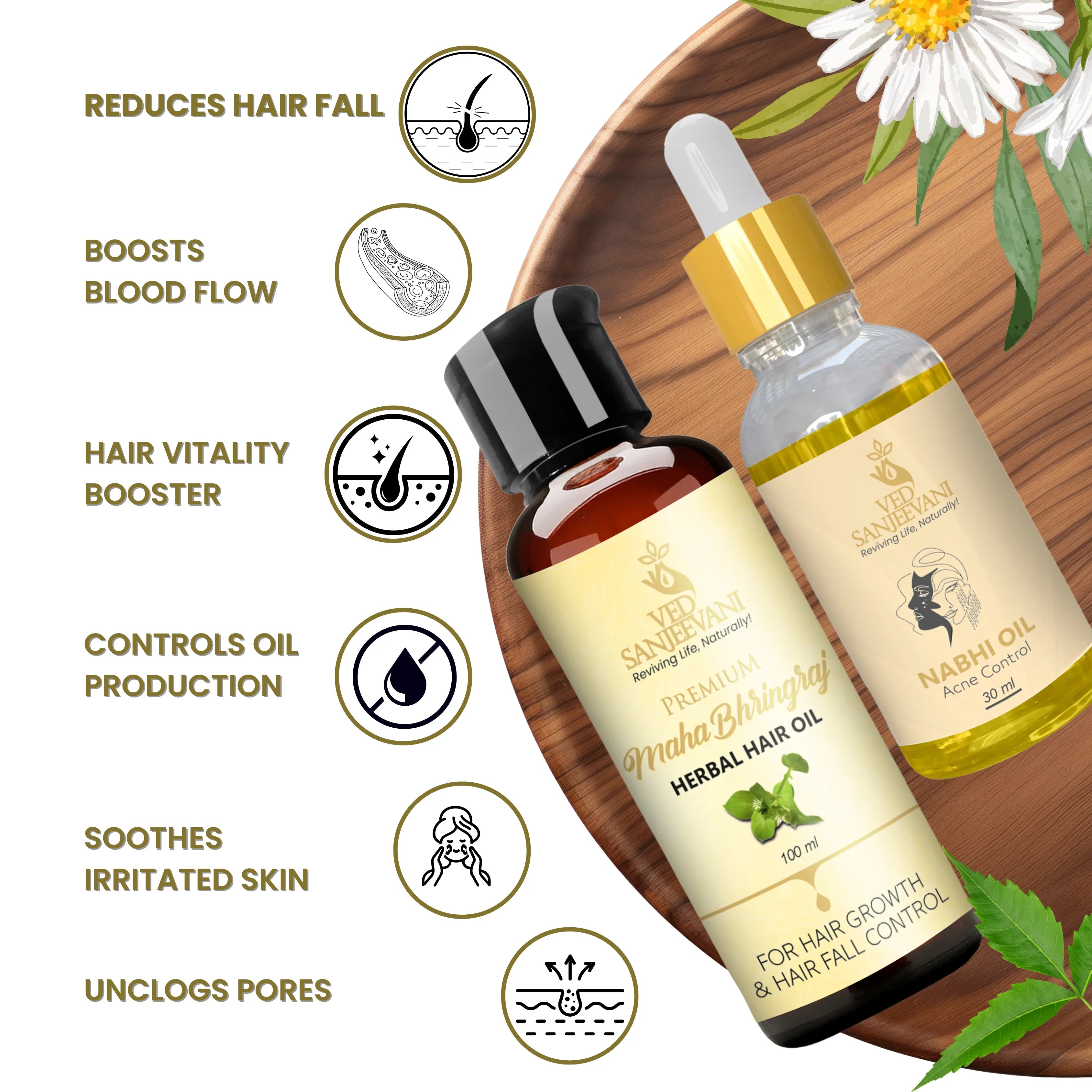COMBO(Maha Bhringraj Hair Oil + Acne Control Nabhi Oil) - Product Benefits and Ingredients