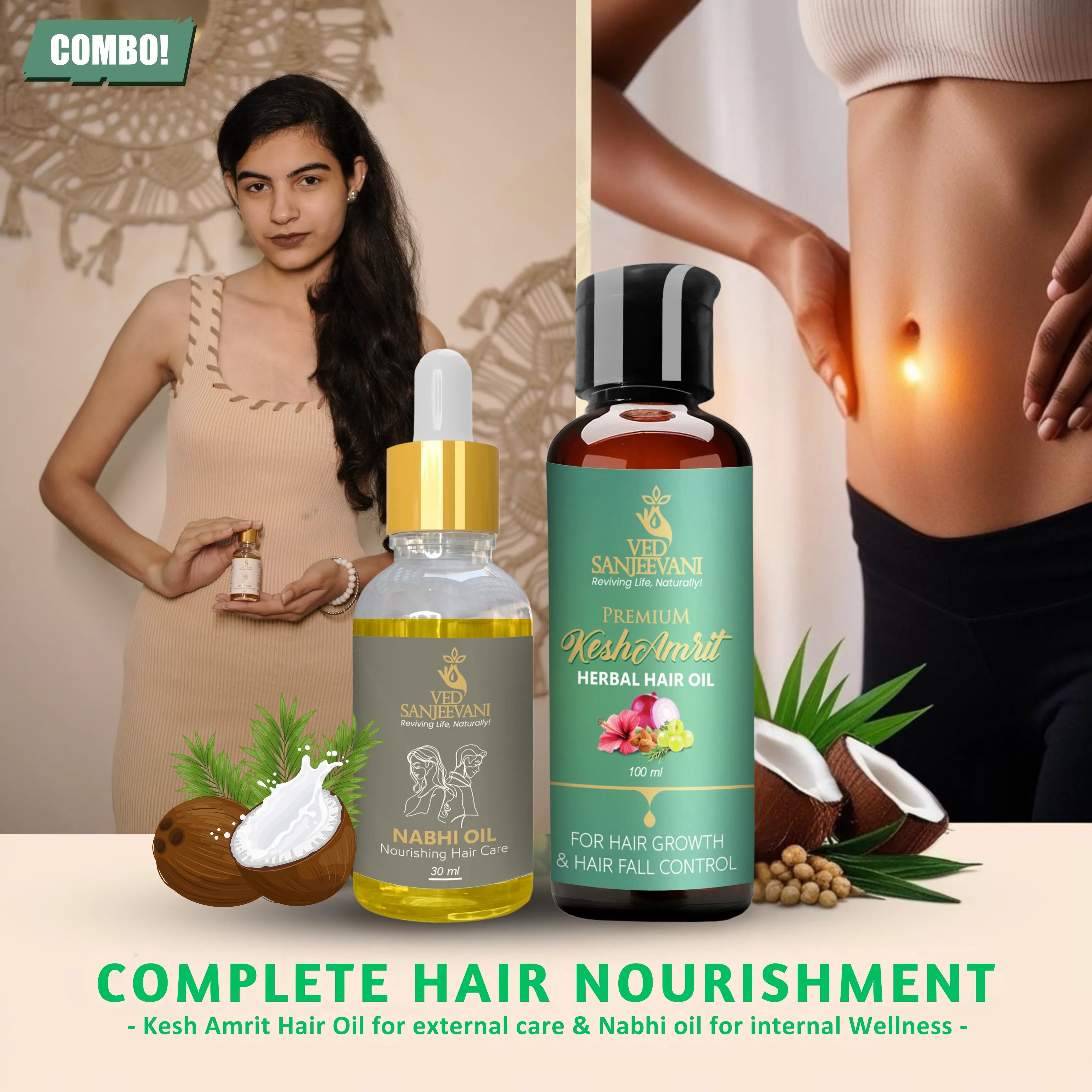COMBO(Kesh Amrit hair oil + Nourishing Hair Care Nabhi oil ) - Key Ingredients and Ayurvedic Herbs