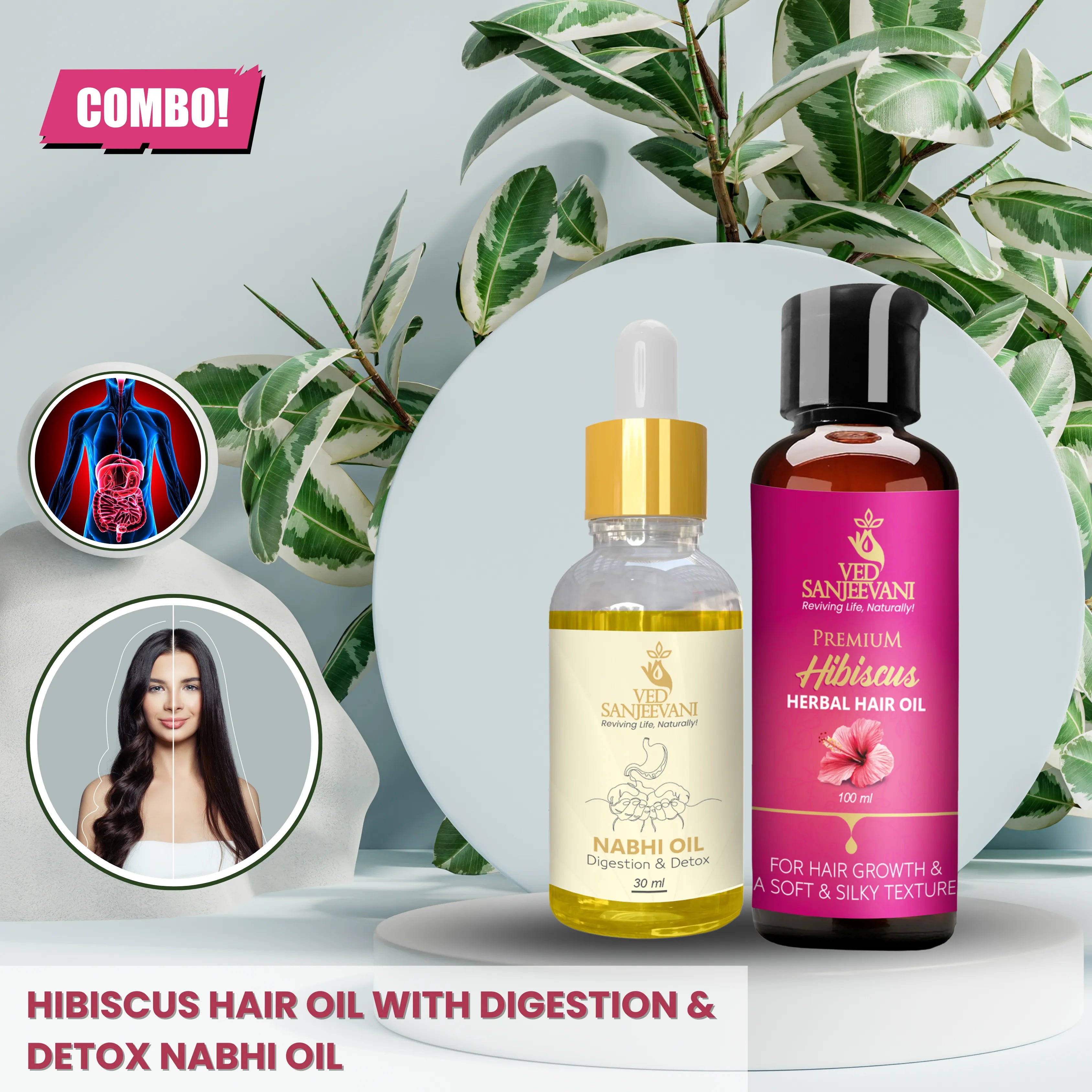 COMBO(Hibiscus Hair Oil + Digestion & Detox Nabhi Oil) - Ayurvedic Wellness by Ved Sanjeevani (Image 5)