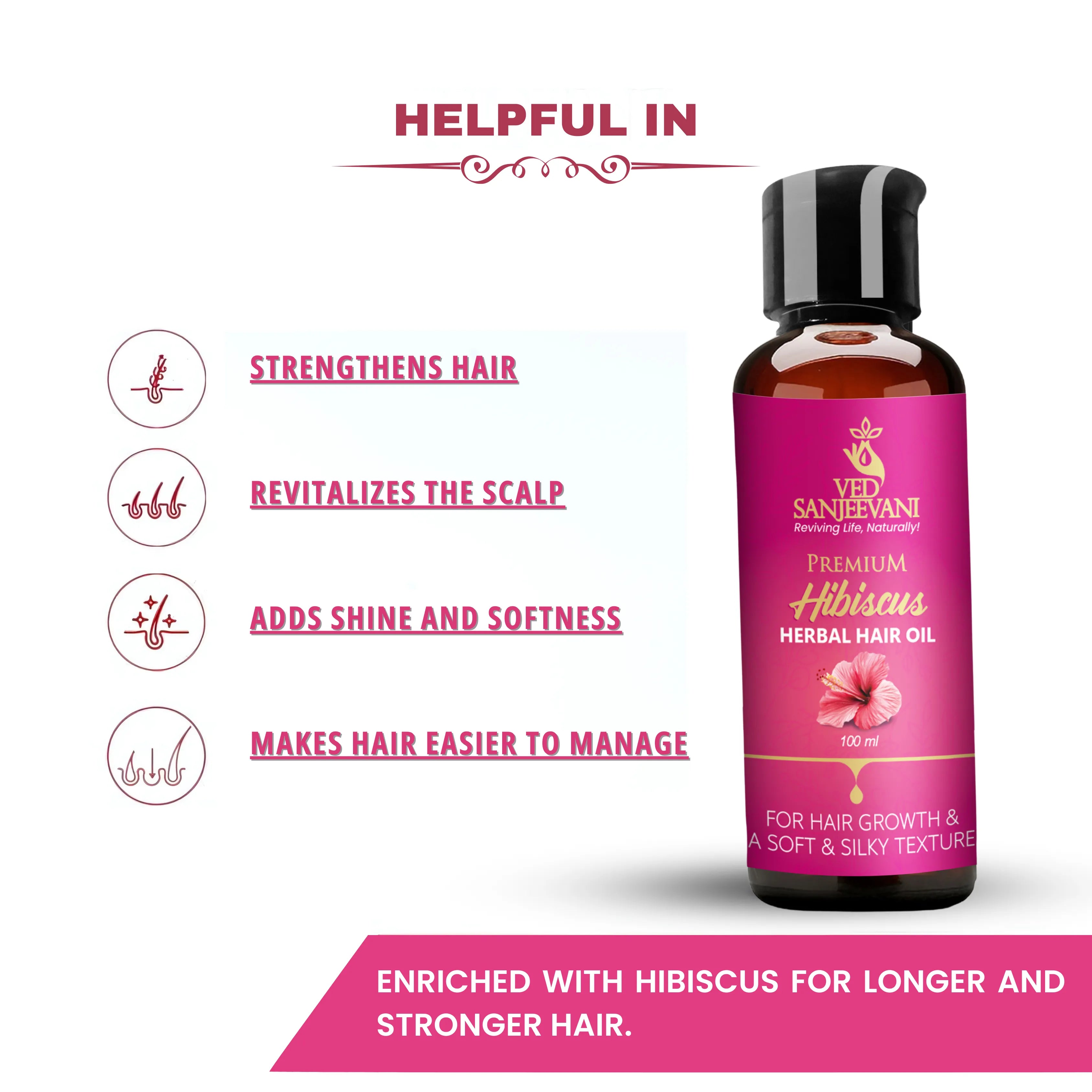 Ayurvedic Hibiscus Hair Oil for premature greying, dandruff, frizz and hair damage