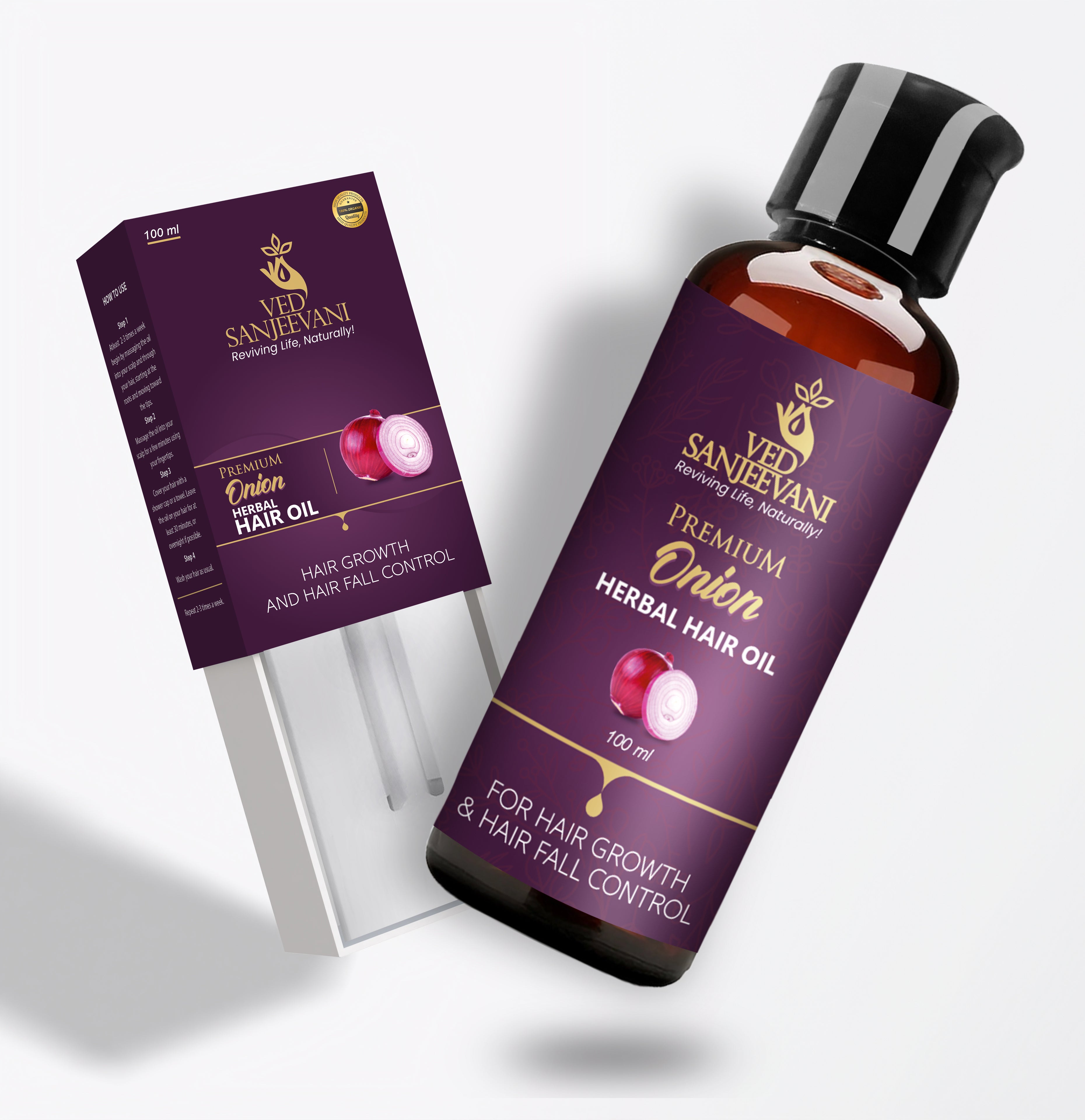 Massaging onion and Kalonji hair oil into the scalp with fingertips