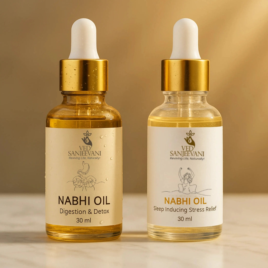 COMBO of Digestion Detox & Sleep Inducing– Ayurvedic Nabhi Oils for Digestive Wellness & Relaxation - Ved Sanjeevani Ayurvedic Product