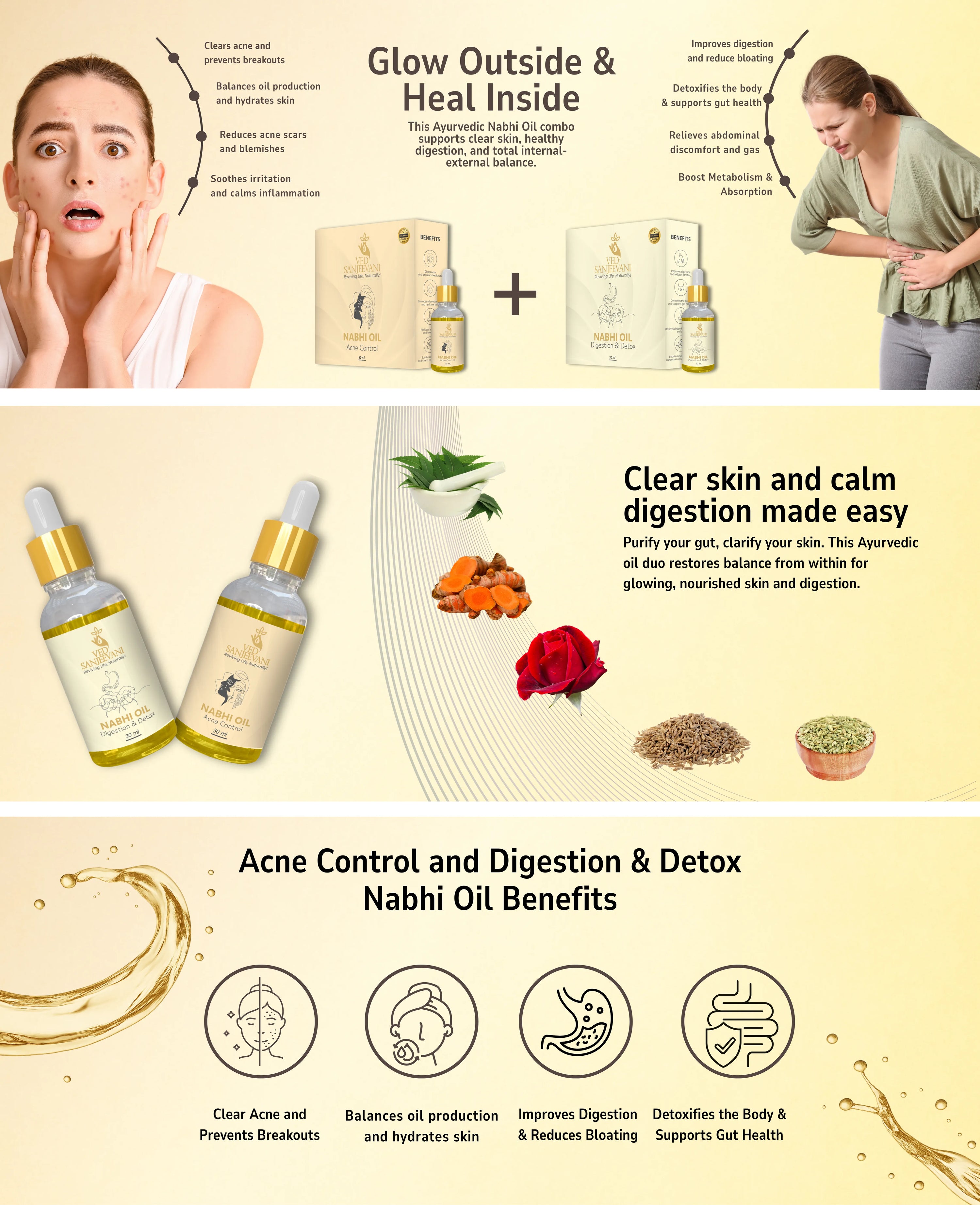 COMBO (Digestion + Acne Control Nabhi Oil)