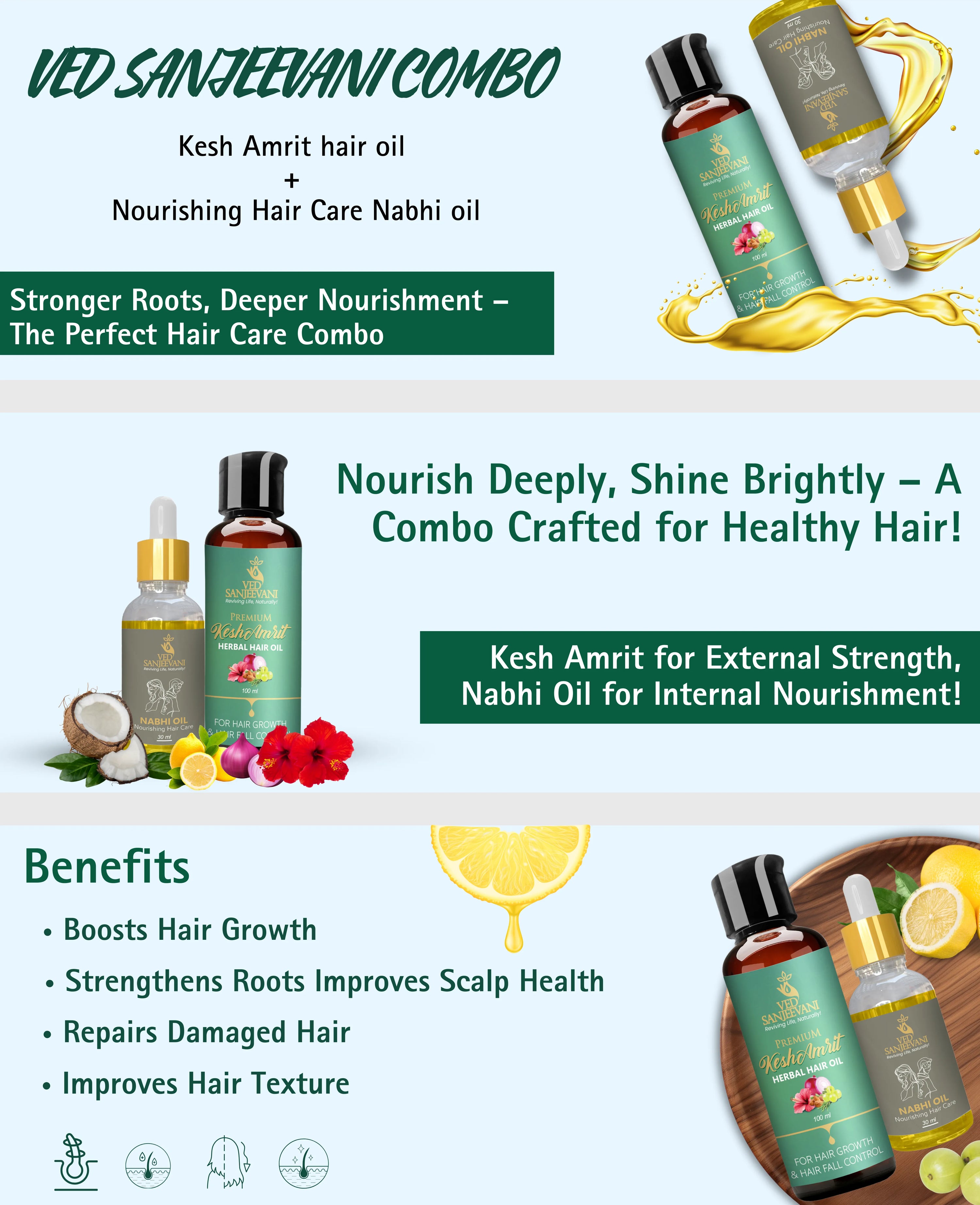 COMBO(Kesh Amrit hair oil + Nourishing Hair Care Nabhi oil )