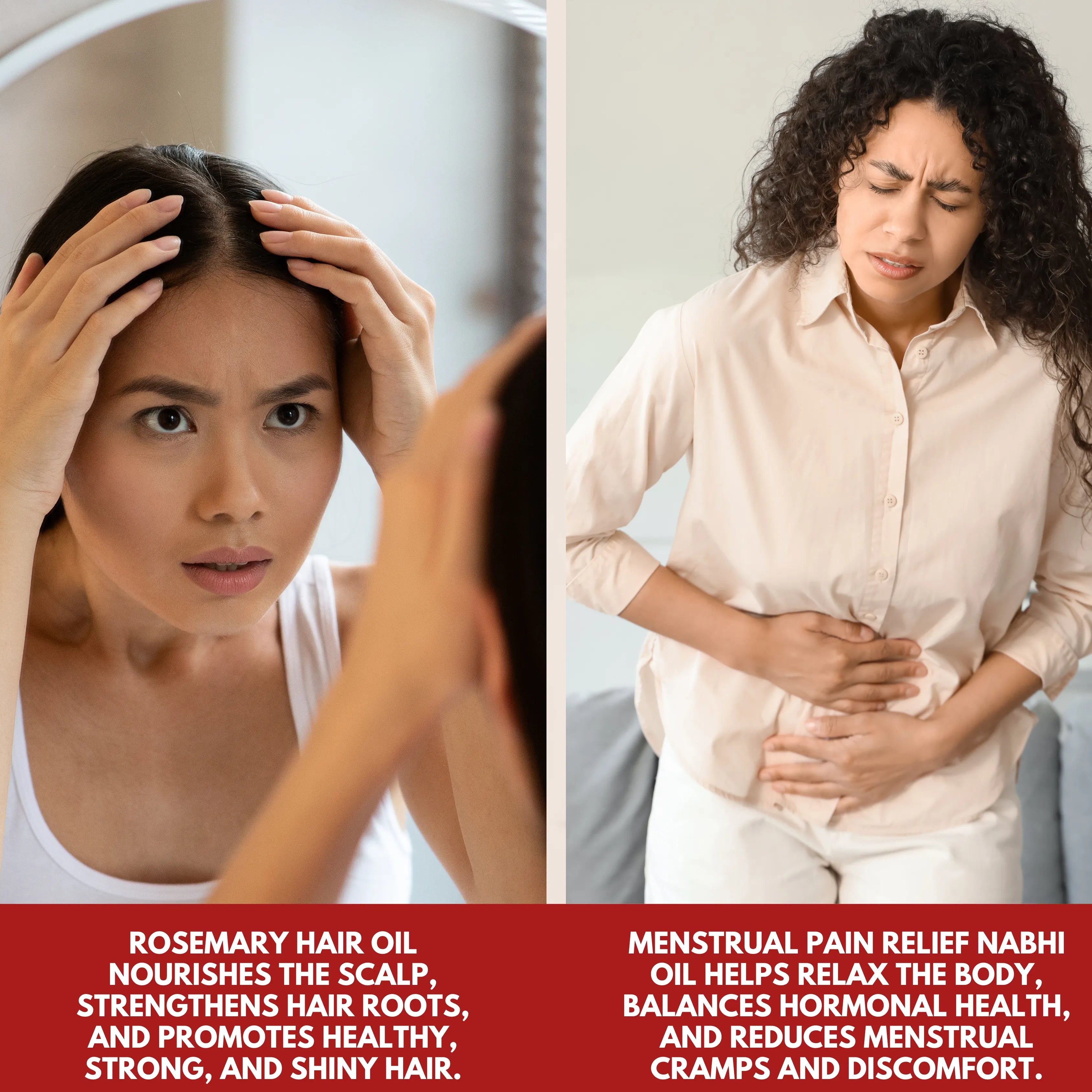 COMBO(Rosemary Hair Oil for Hair Growth + Menstrual Pain Relief Nabhi Oil)