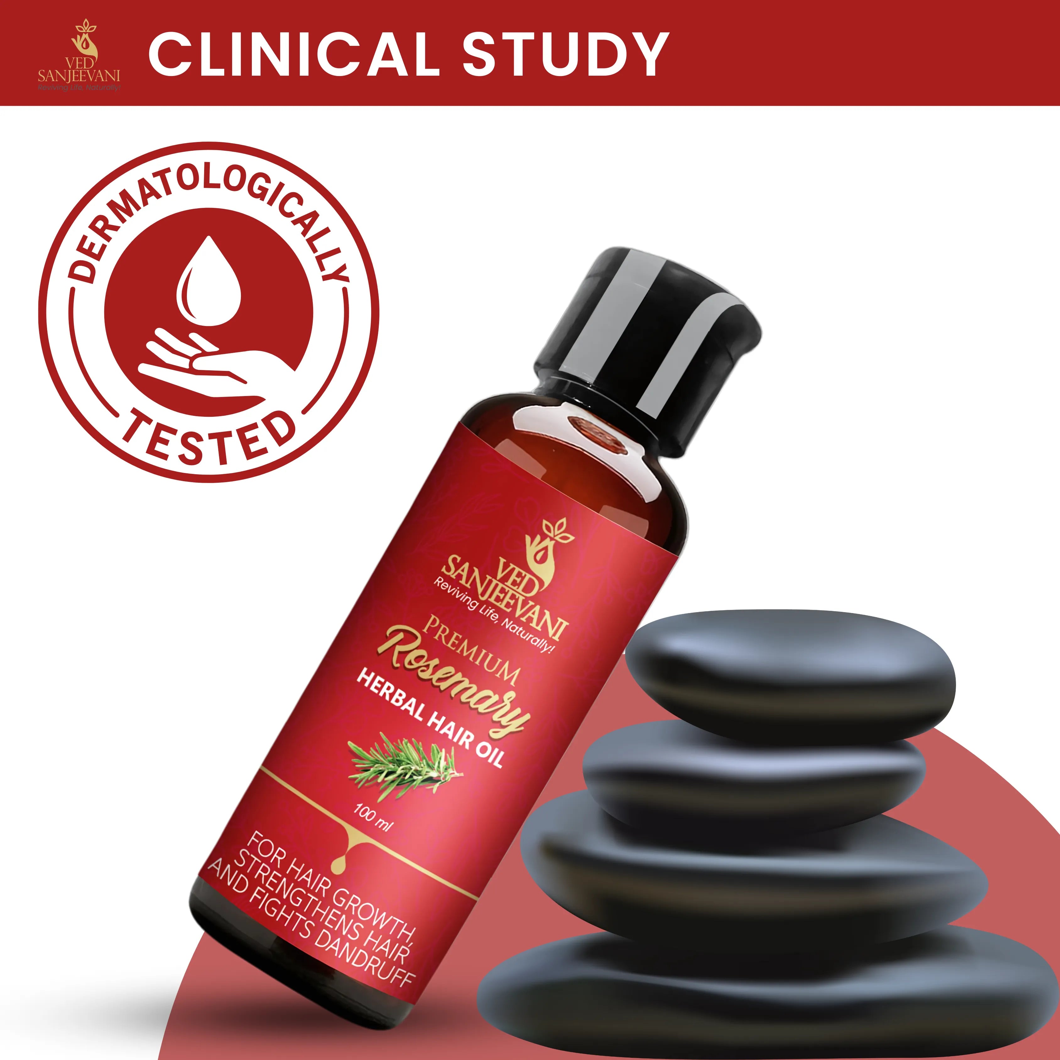 Ved Sanjeevani Premium Rosemary Herbal Hair Oil with dermatologist-tested formula for hair growth and scalp care