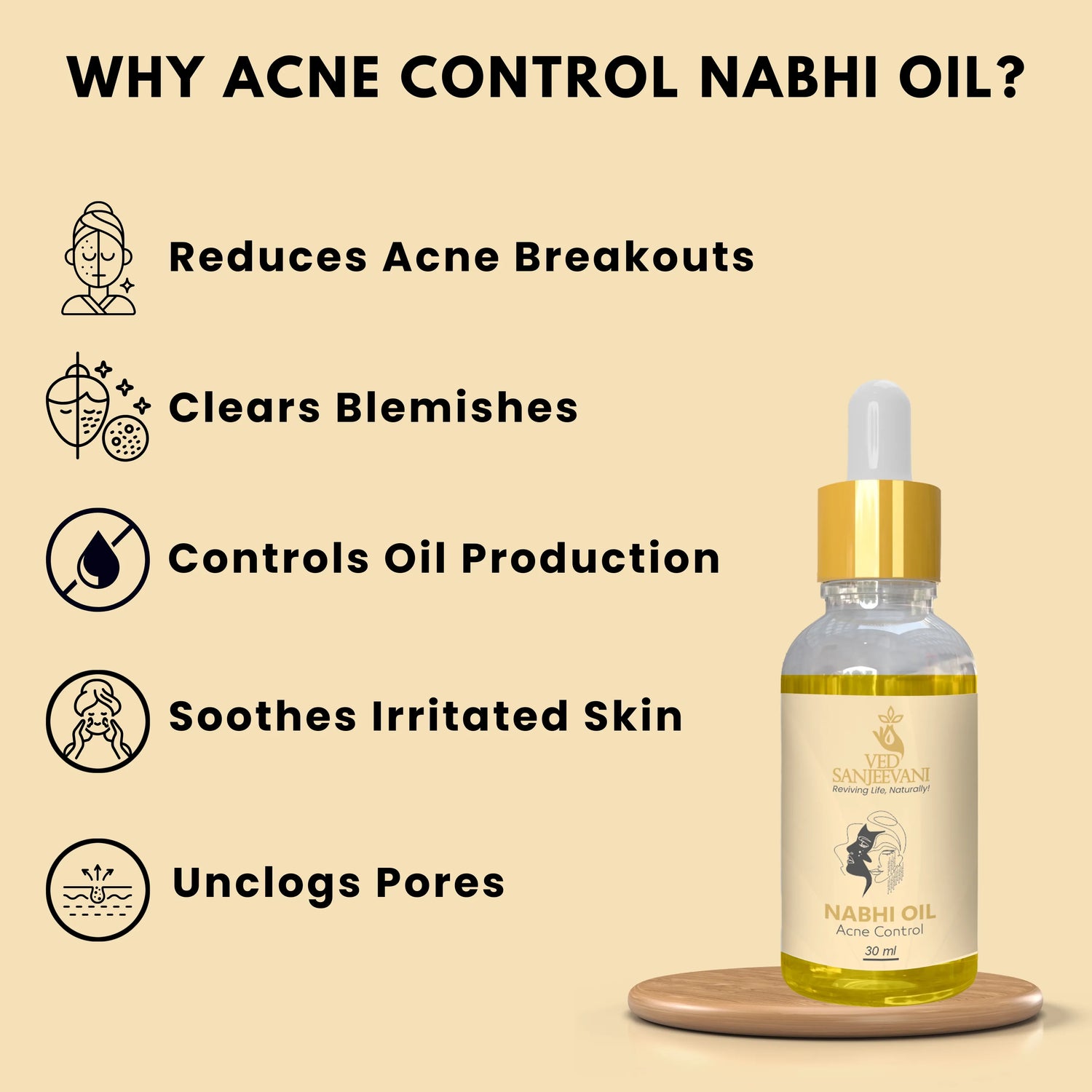 Acne Control Nabhi Oil – Ayurvedic belly button oil for clear skin, acne reduction, and balanced complexion