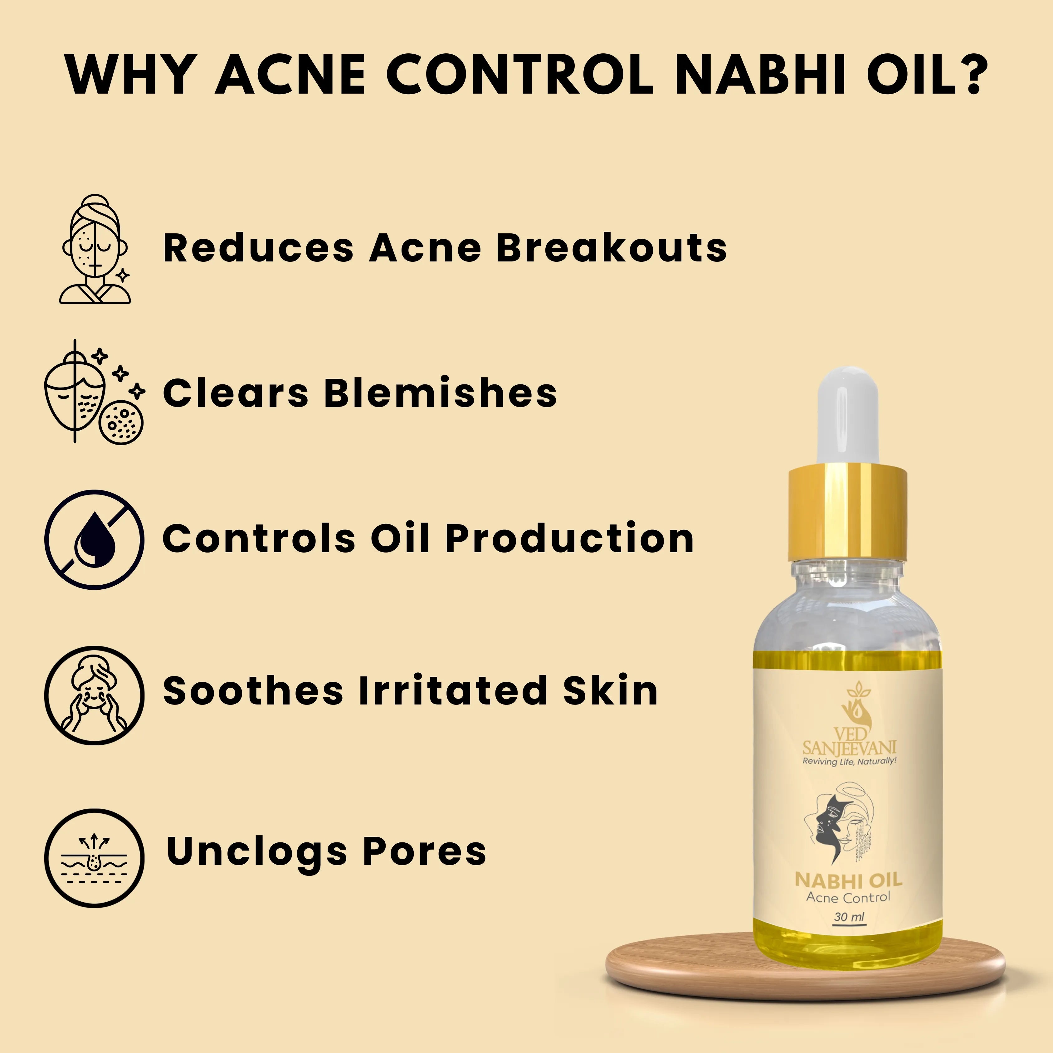 Acne Control Nabhi Oil – Ayurvedic belly button oil for clear skin, acne reduction, and balanced complexion
