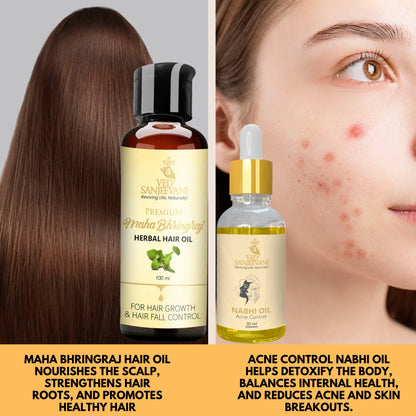 COMBO(Maha Bhringraj Hair Oil + Acne Control Nabhi Oil)