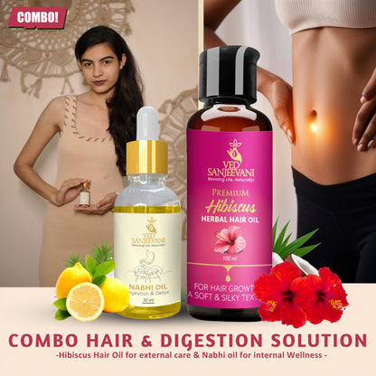 COMBO(Hibiscus Hair oil + Digestion &amp; Detox Nabhi oil)