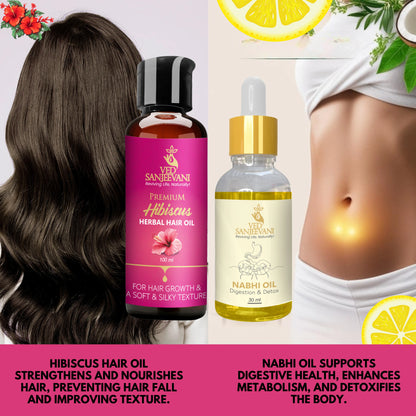 COMBO(Hibiscus Hair oil + Digestion &amp; Detox Nabhi oil)