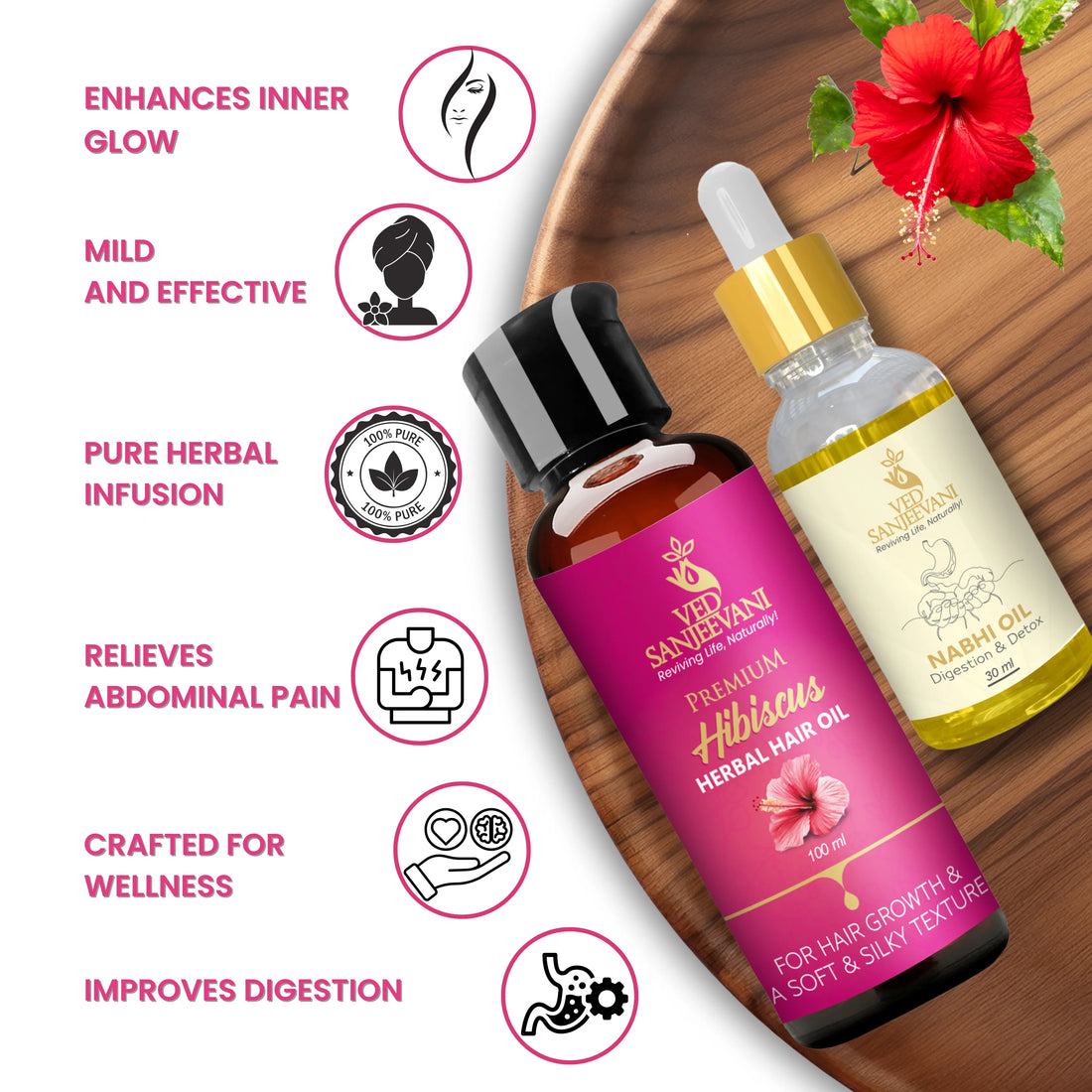 COMBO(Hibiscus Hair oil + Digestion &amp; Detox Nabhi oil)