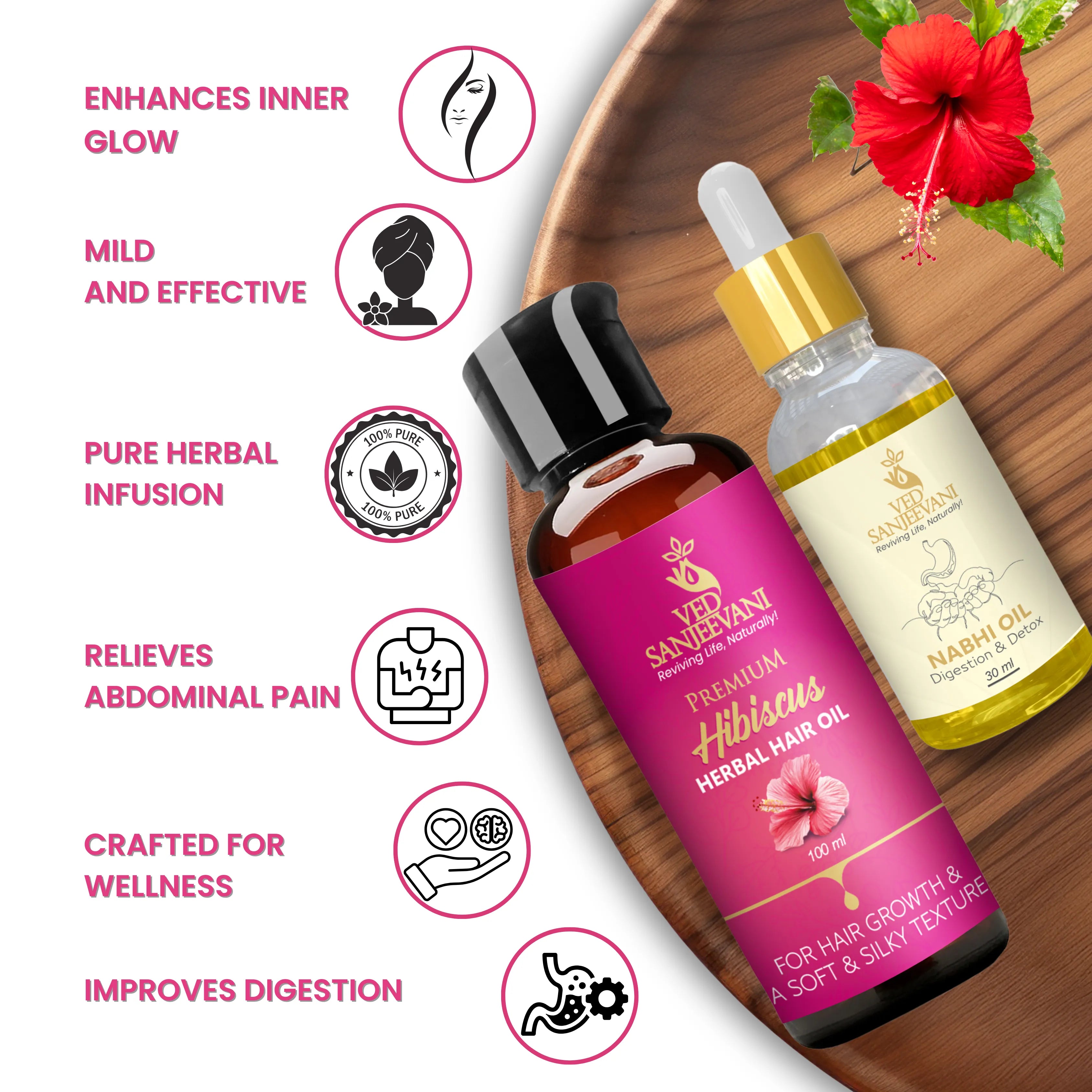 COMBO(Hibiscus Hair oil + Digestion &amp; Detox Nabhi oil)