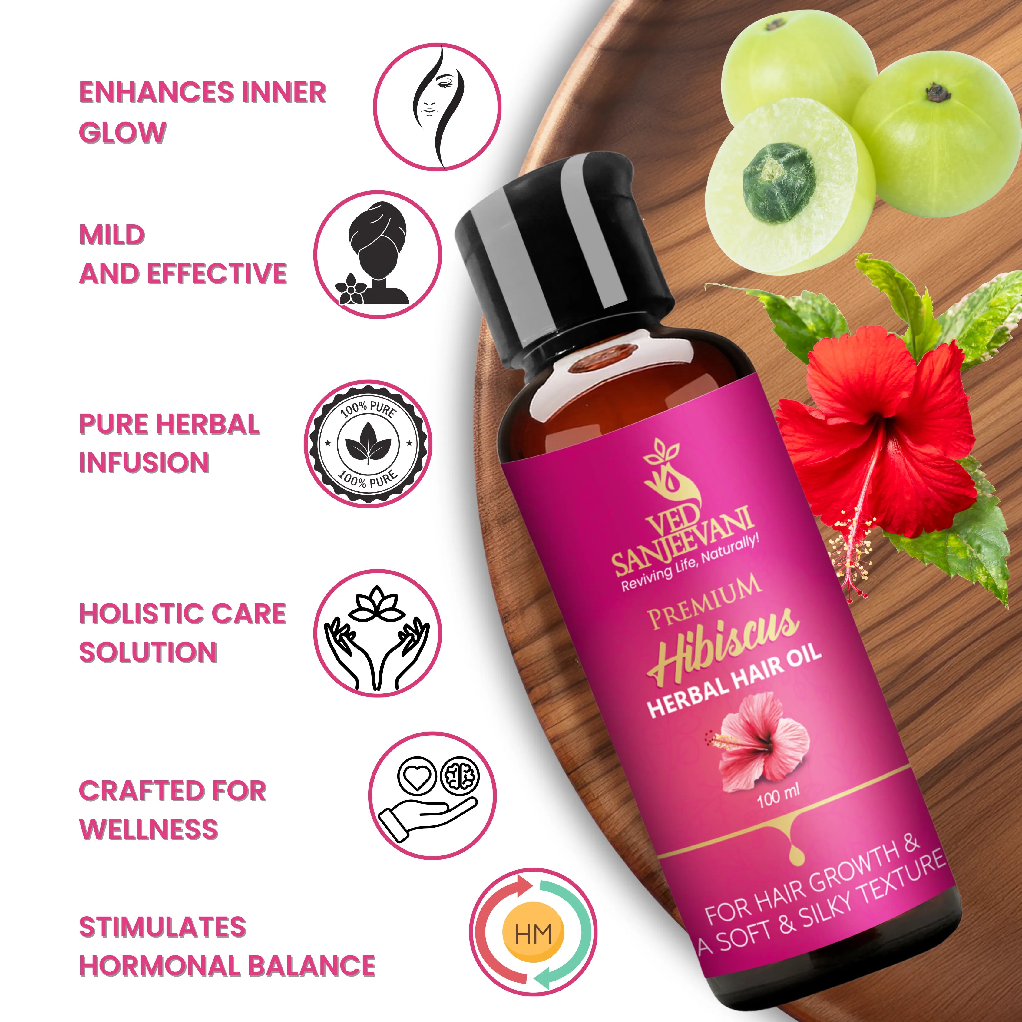 Hibiscus Herbal Hair Oil – Ayurvedic hair oil for deep hair nourishment, growth and scalp health