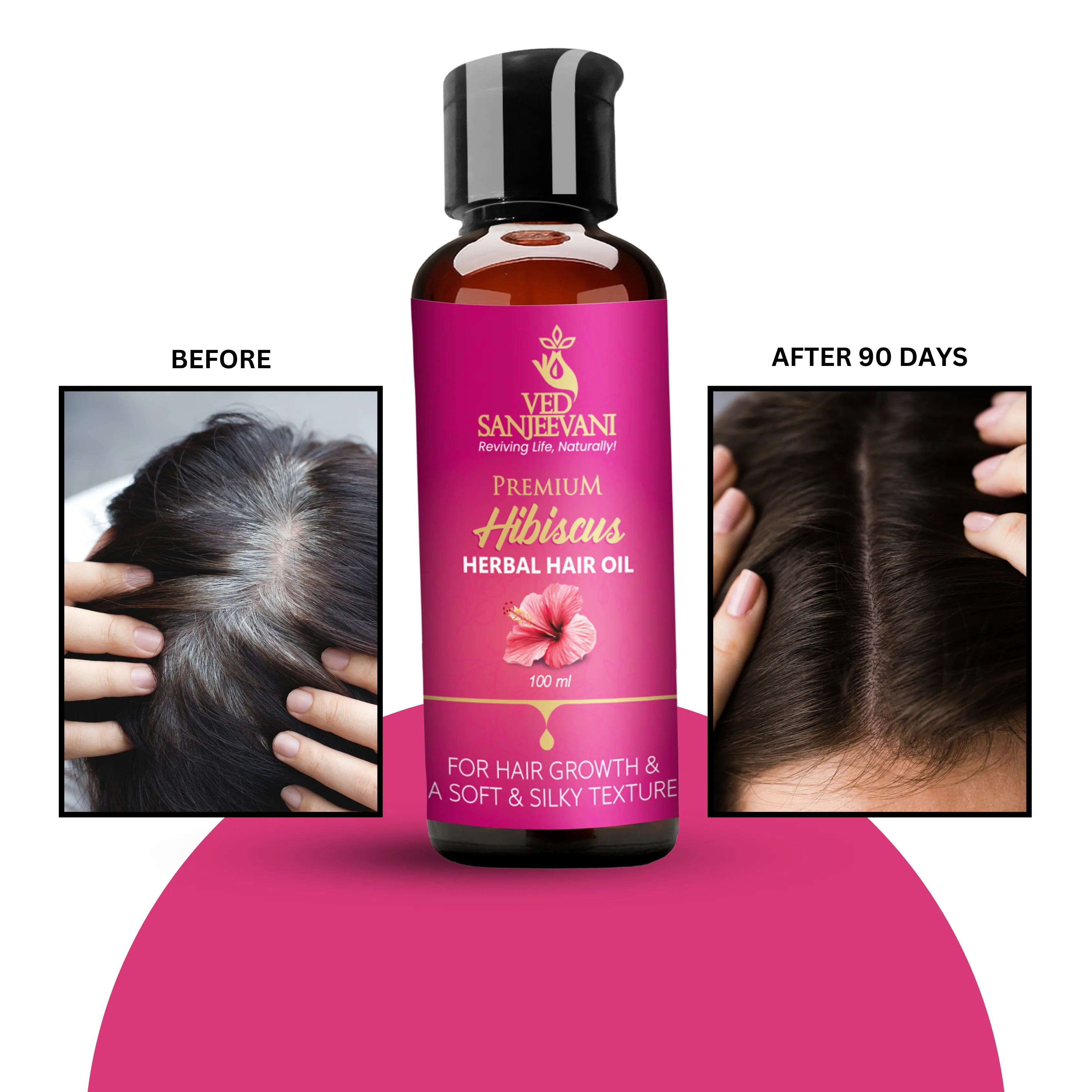 Hibiscus Herbal Hair Oil for reducing hair fall and promoting healthy hair growth