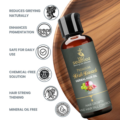 Kesh Kavach Ayurvedic hair oil for protecting hair from pollution dust and UV damage
