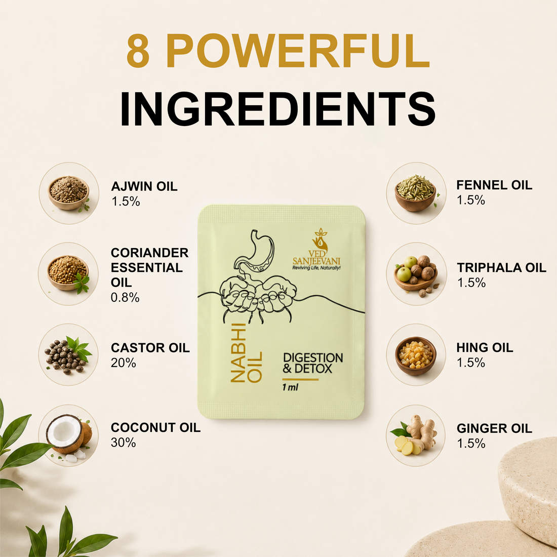 Nabhi Oil Ingredients - Ved Sanjeevani