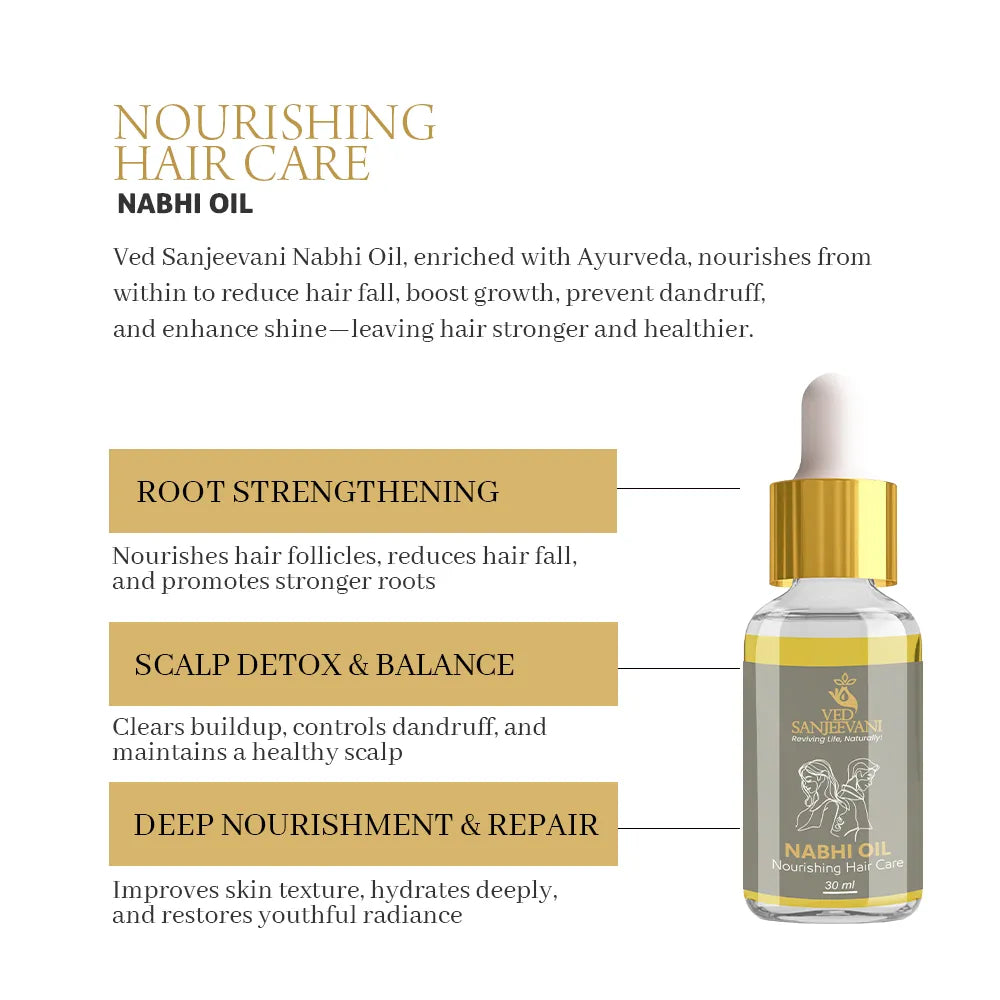 How to use Nourishing Hair Care Nabhi Oil in the belly button for hair care