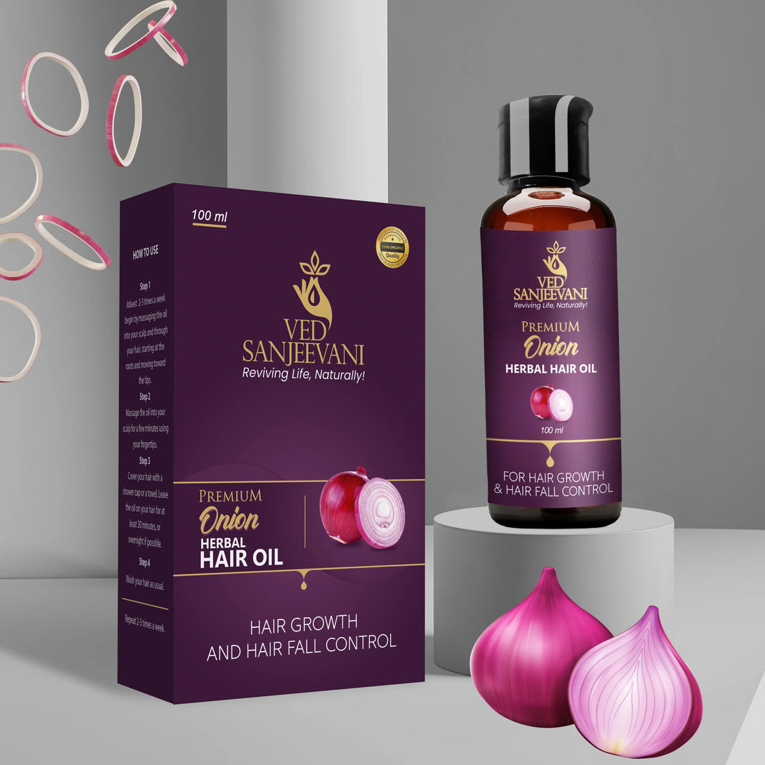 Onion Herbal Hair Oil – Ayurvedic oil for hair growth, reduced hair fall, and scalp nourishment