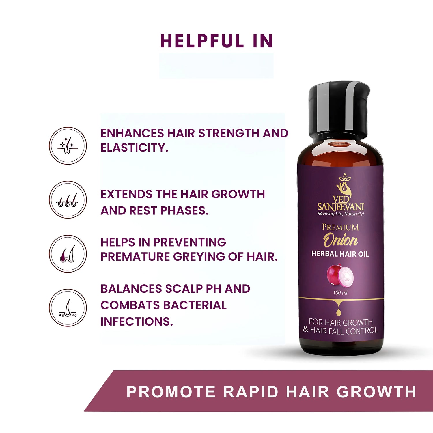 Onion Herbal Hair Oil – Ayurvedic oil for hair growth, reduced hair fall, and scalp nourishment