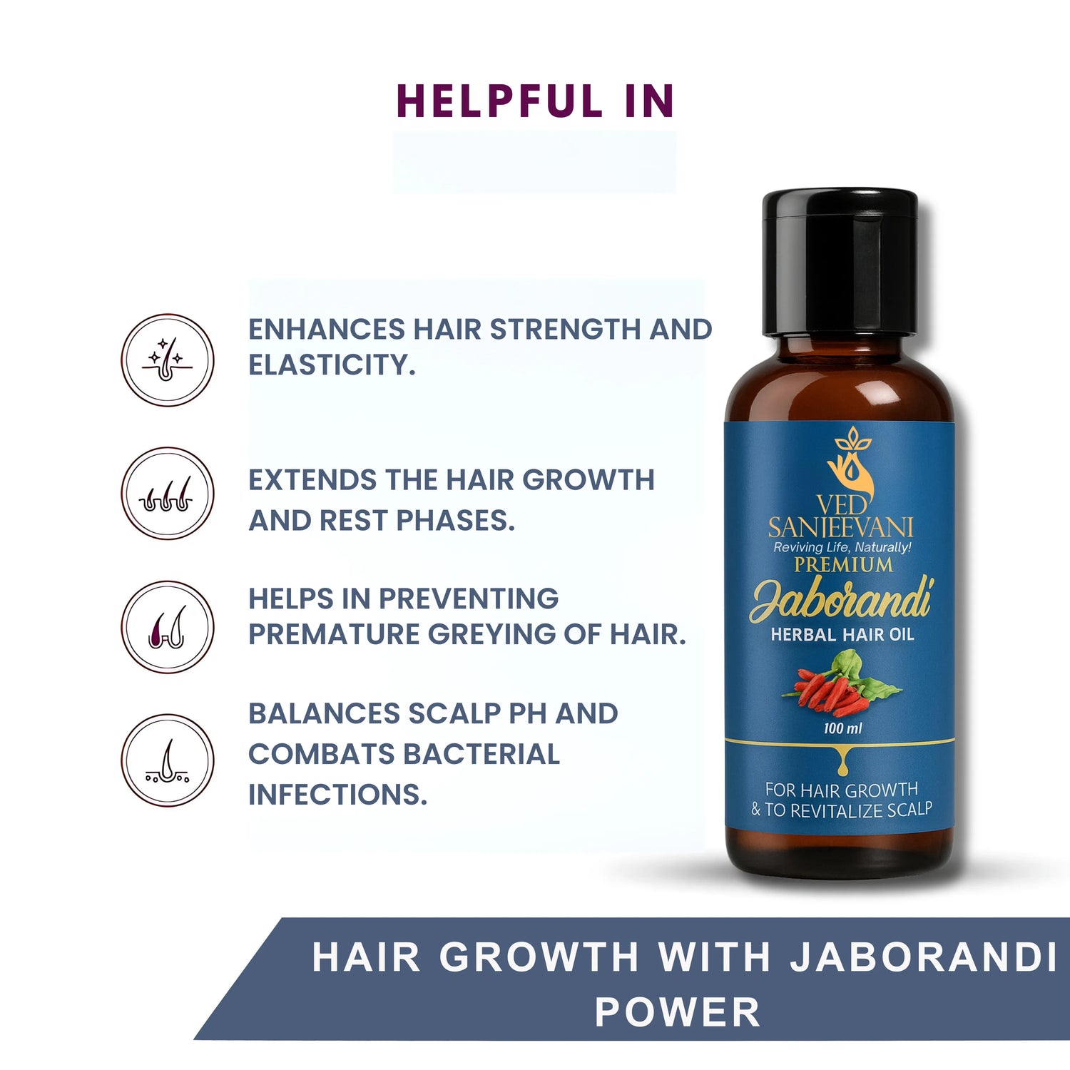 Premium Jaborandi Hair Oil for improving scalp circulation and stimulating hair follicles
