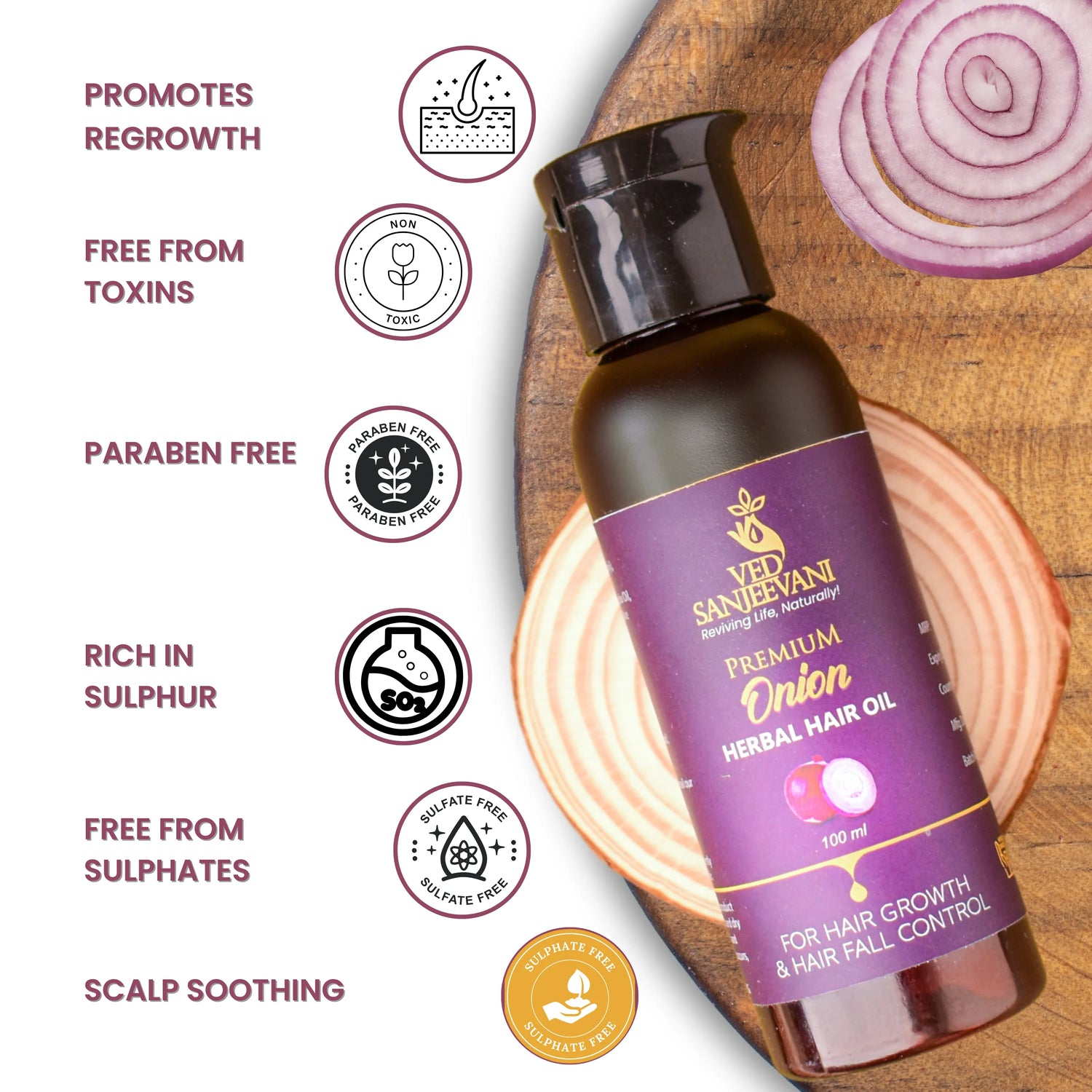 Onion Herbal Hair Oil – Ved Sanjeevani Premium Onion Herbal Hair Oil for hair growth and reduced hair fall