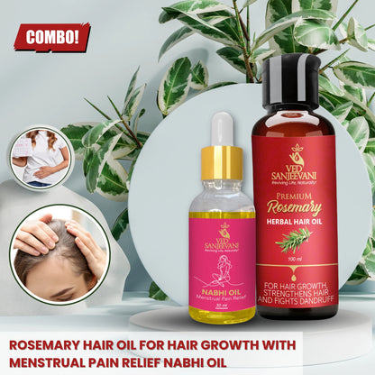 COMBO(Rosemary Hair Oil for Hair Growth + Menstrual Pain Relief Nabhi Oil)