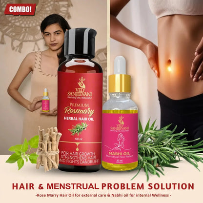 COMBO – Rosemary Hair Oil + Menstrual Pain Relief Nabhi Oil