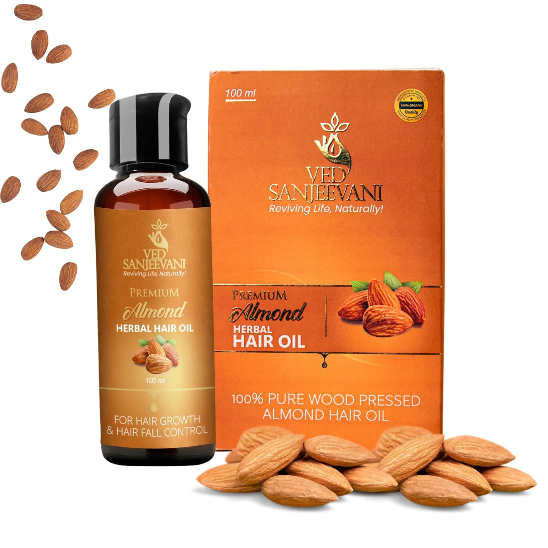 Premium Almond Herbal Hair Oil – Intense Nourishment - Ved Sanjeevani Ayurvedic Product