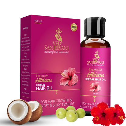 Hibiscus Herbal Hair Oil for Hair Growth &amp; Conditioning - Ved Sanjeevani Ayurvedic Product