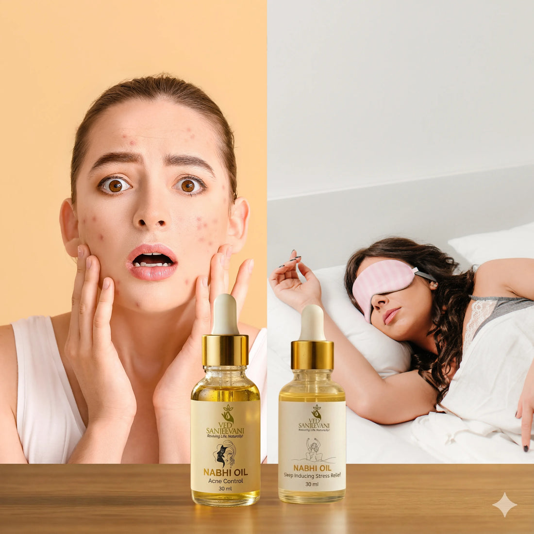 COMBO of Sleep Inducing &amp; Acne Control – Ayurvedic Nabhi Oils for Restful Sleep, Calm &amp; Clear Healthy Skin - Product Benefits and Ingredients