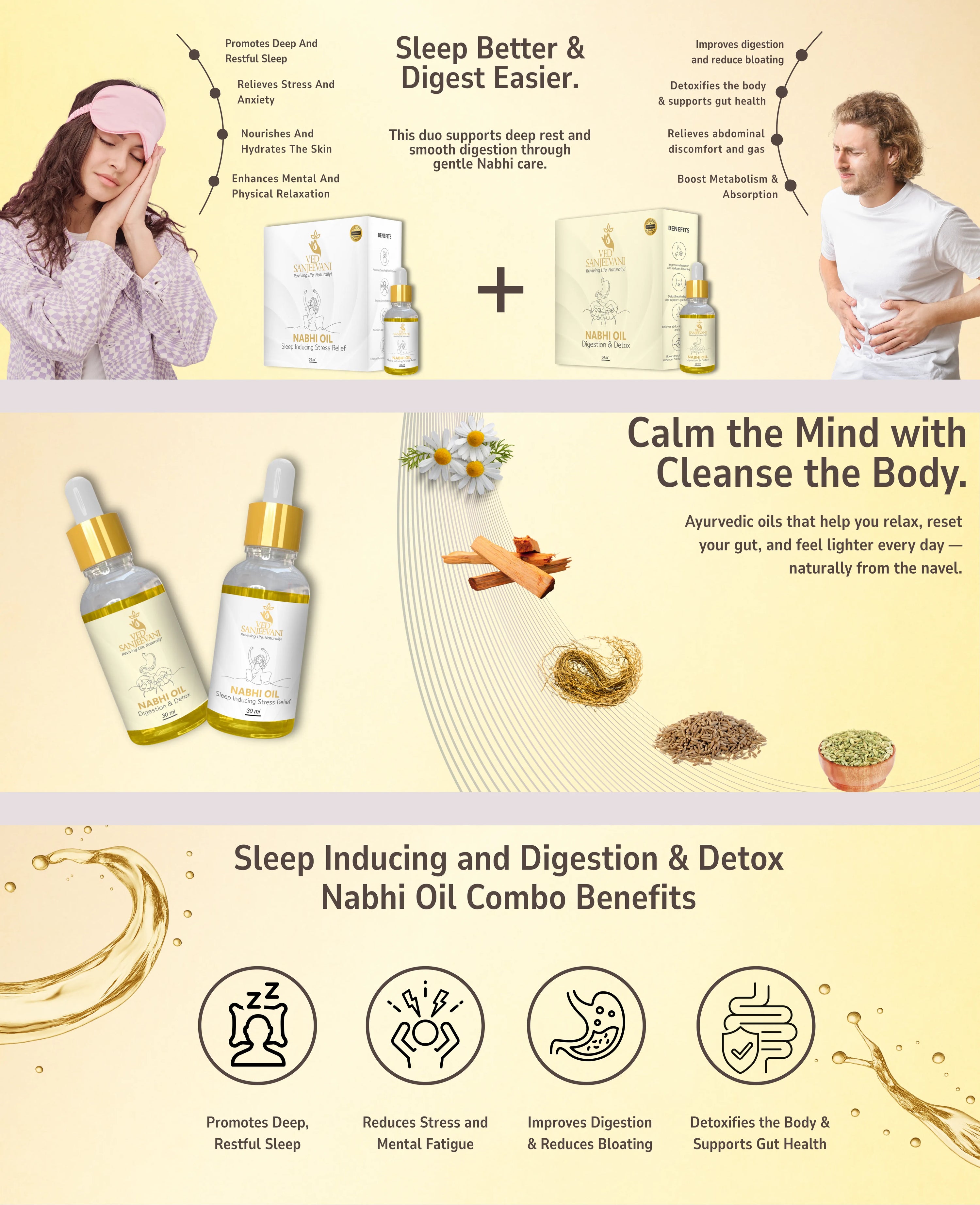 COMBO of Digestion & Sleep – Ayurvedic Nabhi Oils for Gut Health & Deep Relaxation