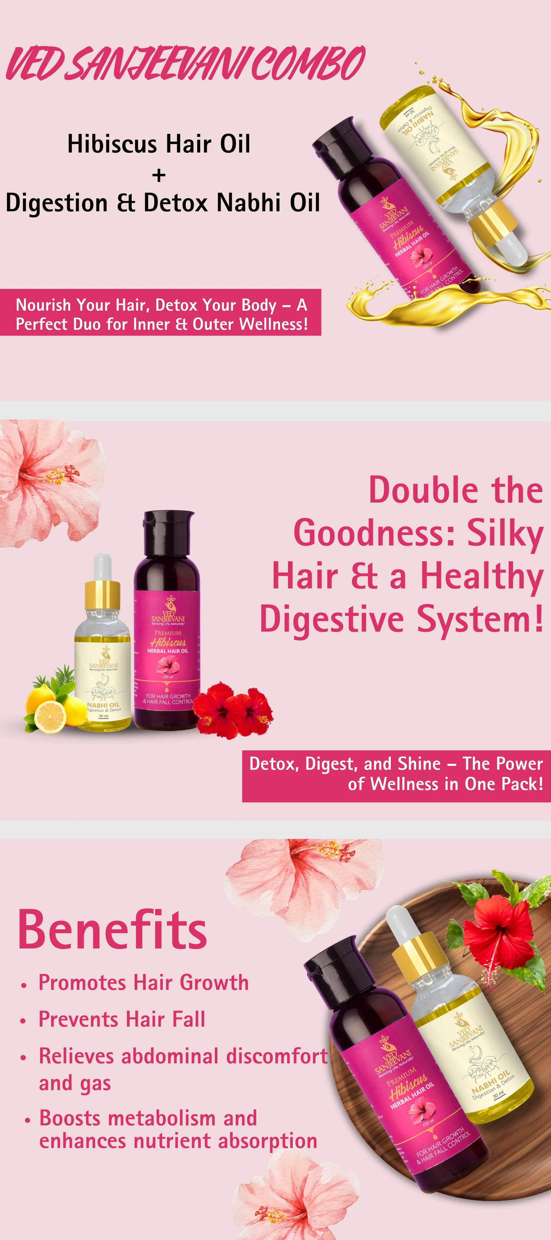 COMBO(Hibiscus Hair oil + Digestion & Detox Nabhi oil)