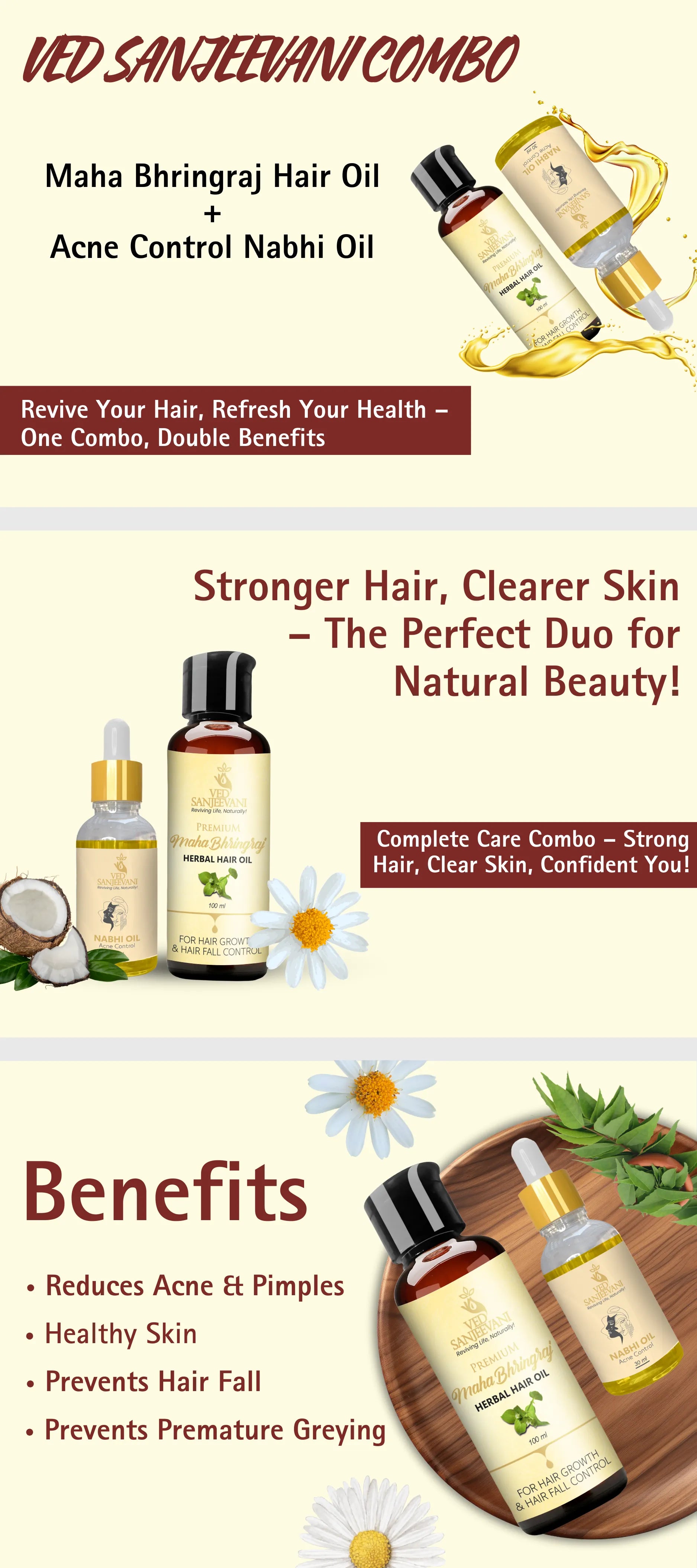 COMBO(Maha Bhringraj Hair Oil + Acne Control Nabhi Oil)