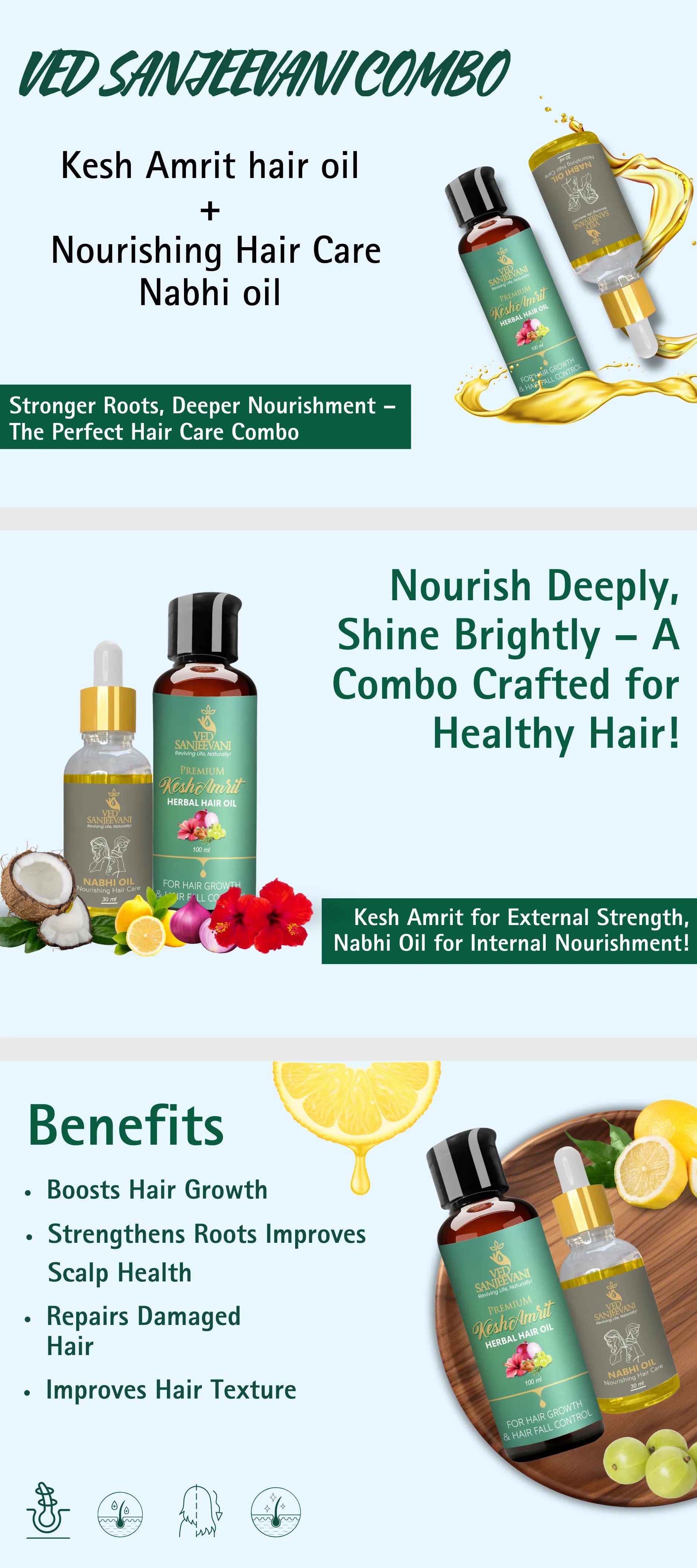 COMBO(Kesh Amrit hair oil +  Nourishing Hair Care Nabhi oil )