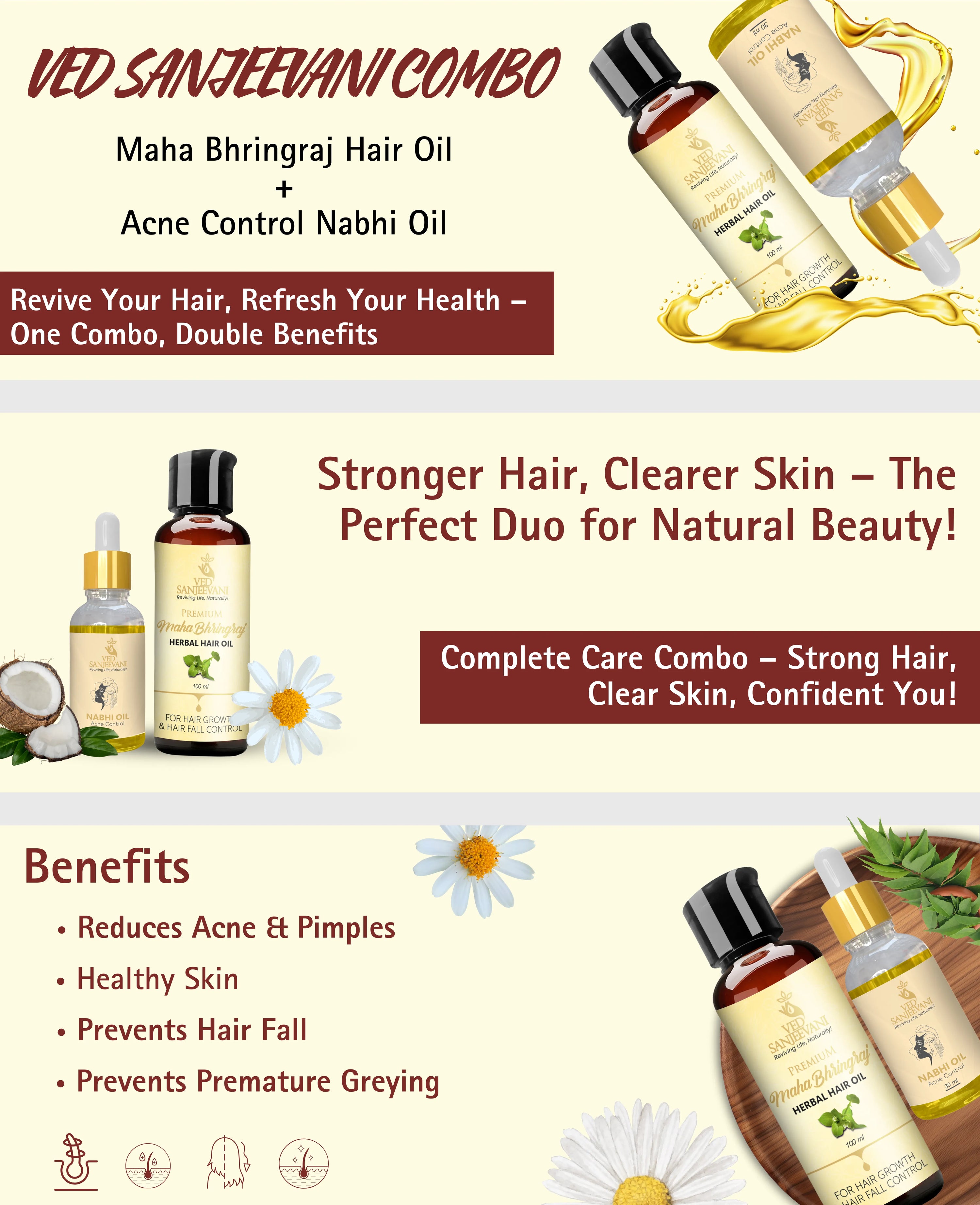 COMBO(Maha Bhringraj Hair Oil + Acne Control Nabhi Oil)