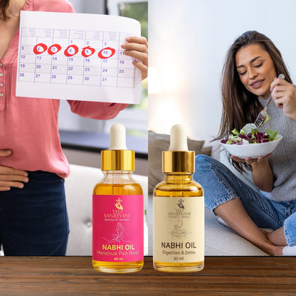 Ved Sanjeevani 30-Day Menstrual Pain Relief &amp; Digestion &amp; Detox Nabhi Oil Program - Product Benefits and Ingredients