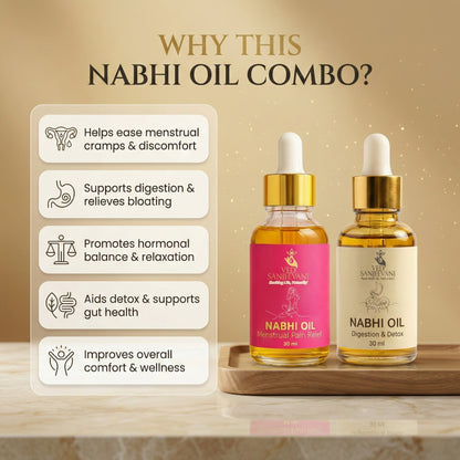 Ved Sanjeevani 30-Day Menstrual Pain Relief &amp; Digestion &amp; Detox Nabhi Oil Program - Key Ingredients and Ayurvedic Herbs
