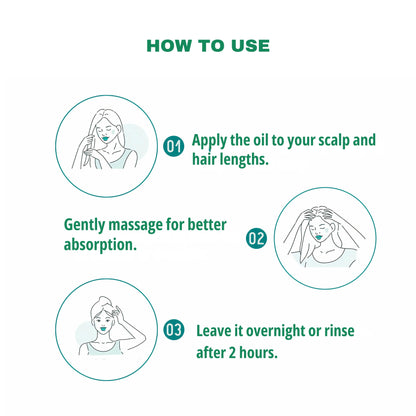 Apply the Amla Herbal Hair Oil to your scalp and hair, starting from the roots and moving toward the tips.