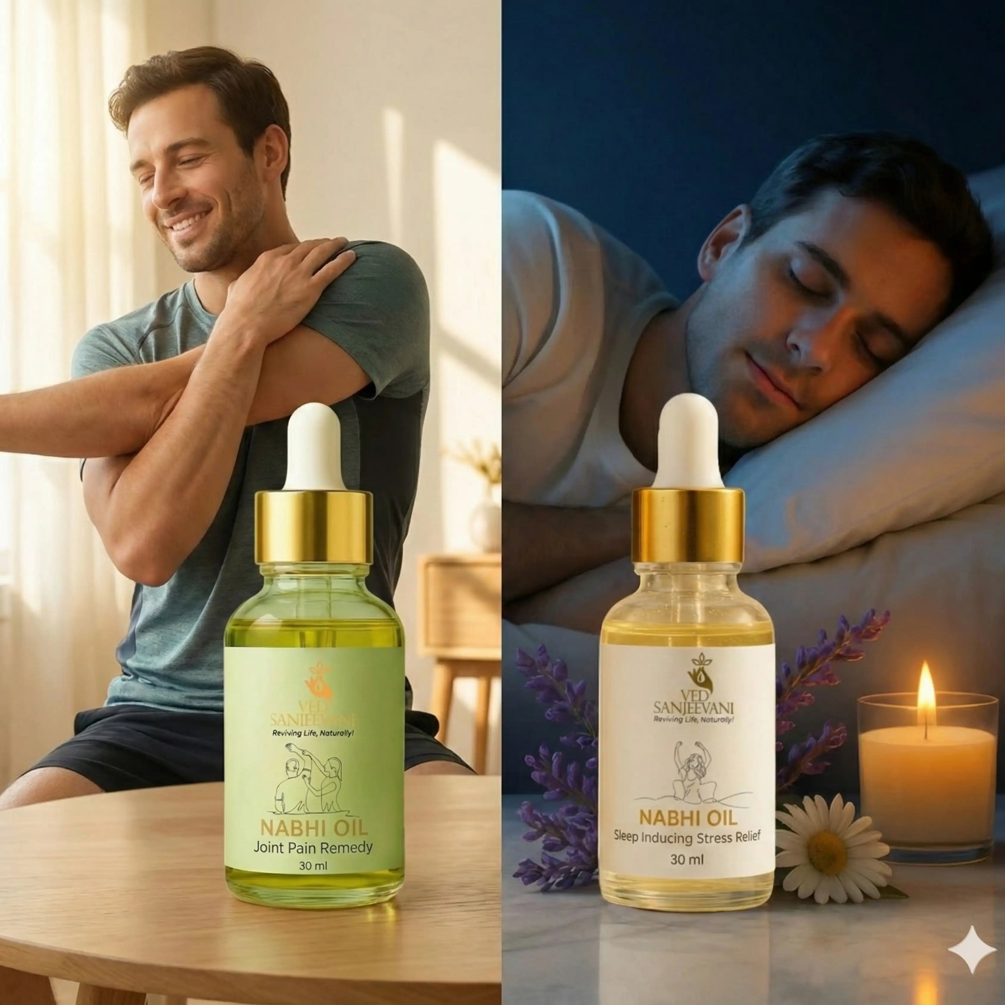 COMBO of Sleep &amp; Joint Care – Ayurvedic Nabhi Oils for Deep Sleep, Stress Relief &amp; Joint Pain Support