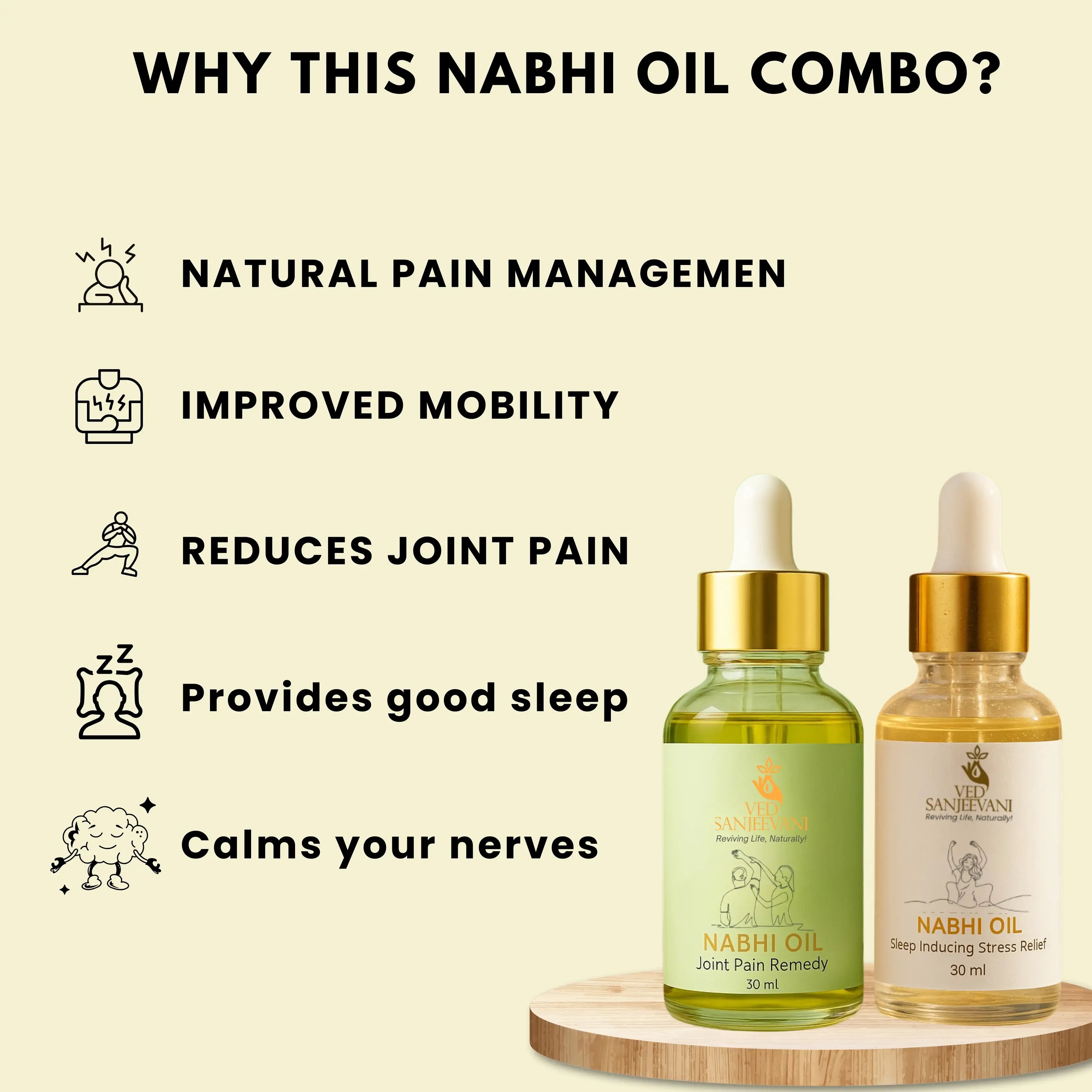 COMBO of Sleep &amp; Joint Care – Ayurvedic Nabhi Oils for Deep Sleep, Stress Relief &amp; Joint Pain Support