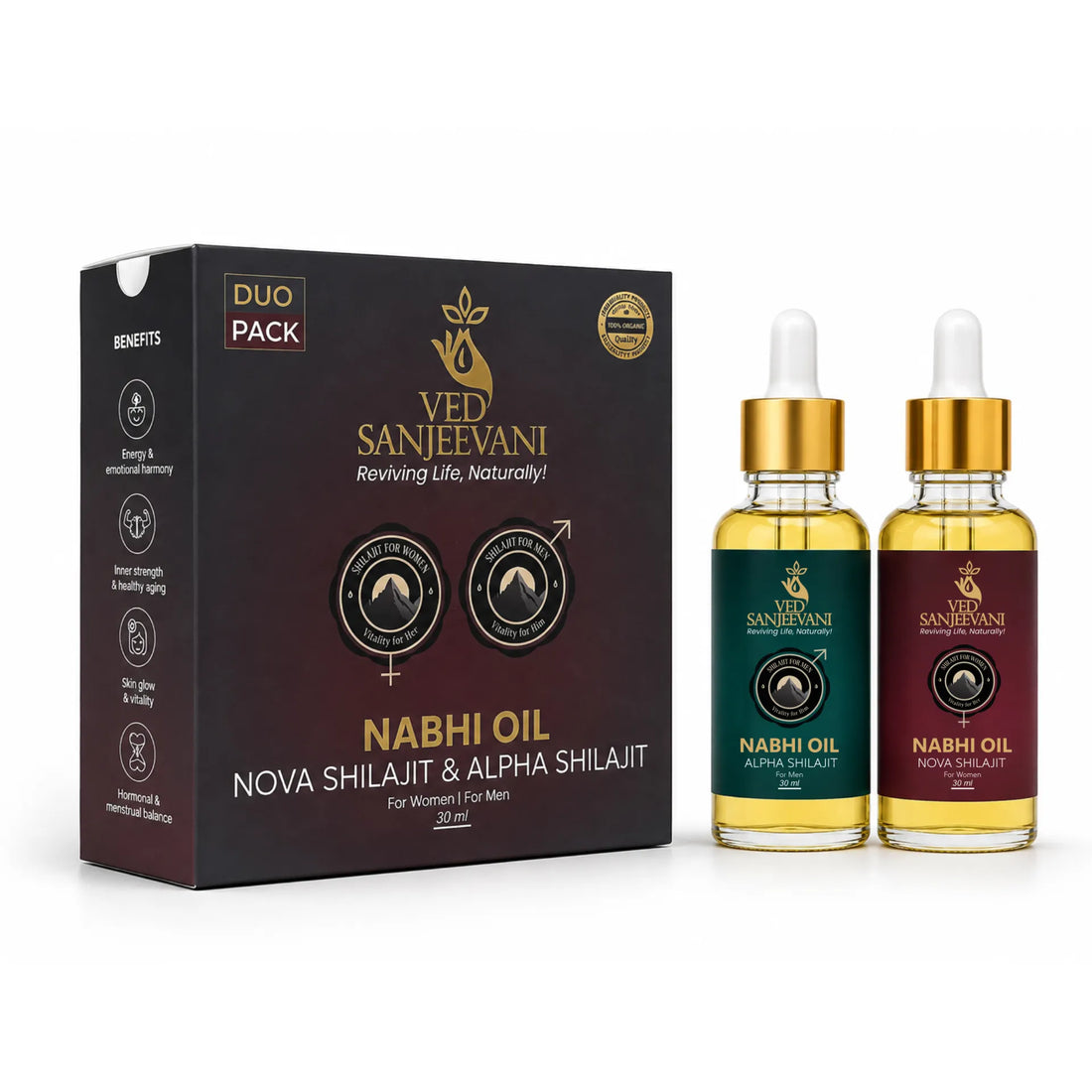 Shilajit Nabhi Oil DUO – Men &amp; Women | Navel Oil Combo