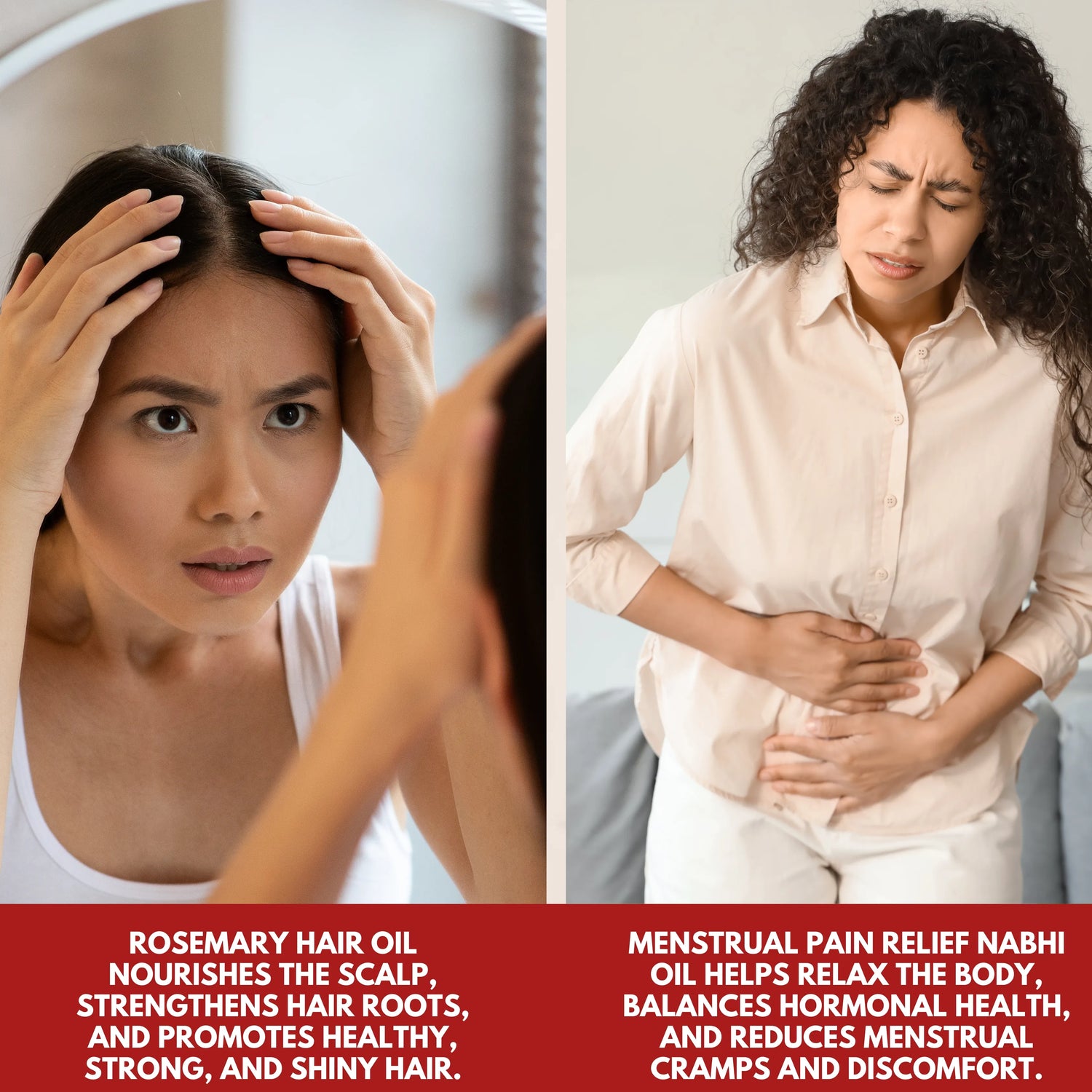 COMBO(Rosemary Hair Oil for Hair Growth + Menstrual Pain Relief Nabhi Oil)