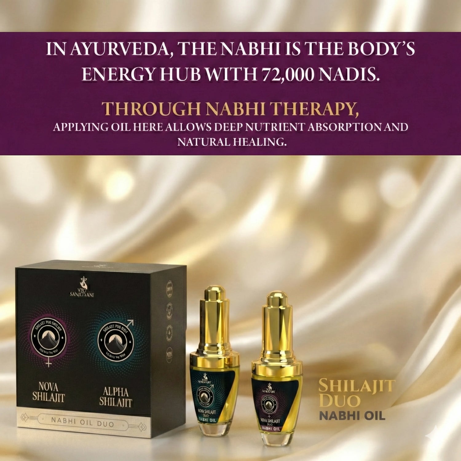 Shilajit Nabhi Oil DUO for Men and Women | Ayurvedic Navel Oil Combo for Strength &amp; Vitality - How to Use Application Guide