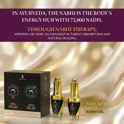 Shilajit Nabhi Oil DUO for Men and Women | Ayurvedic Navel Oil Combo for Strength &amp; Vitality - How to Use Application Guide