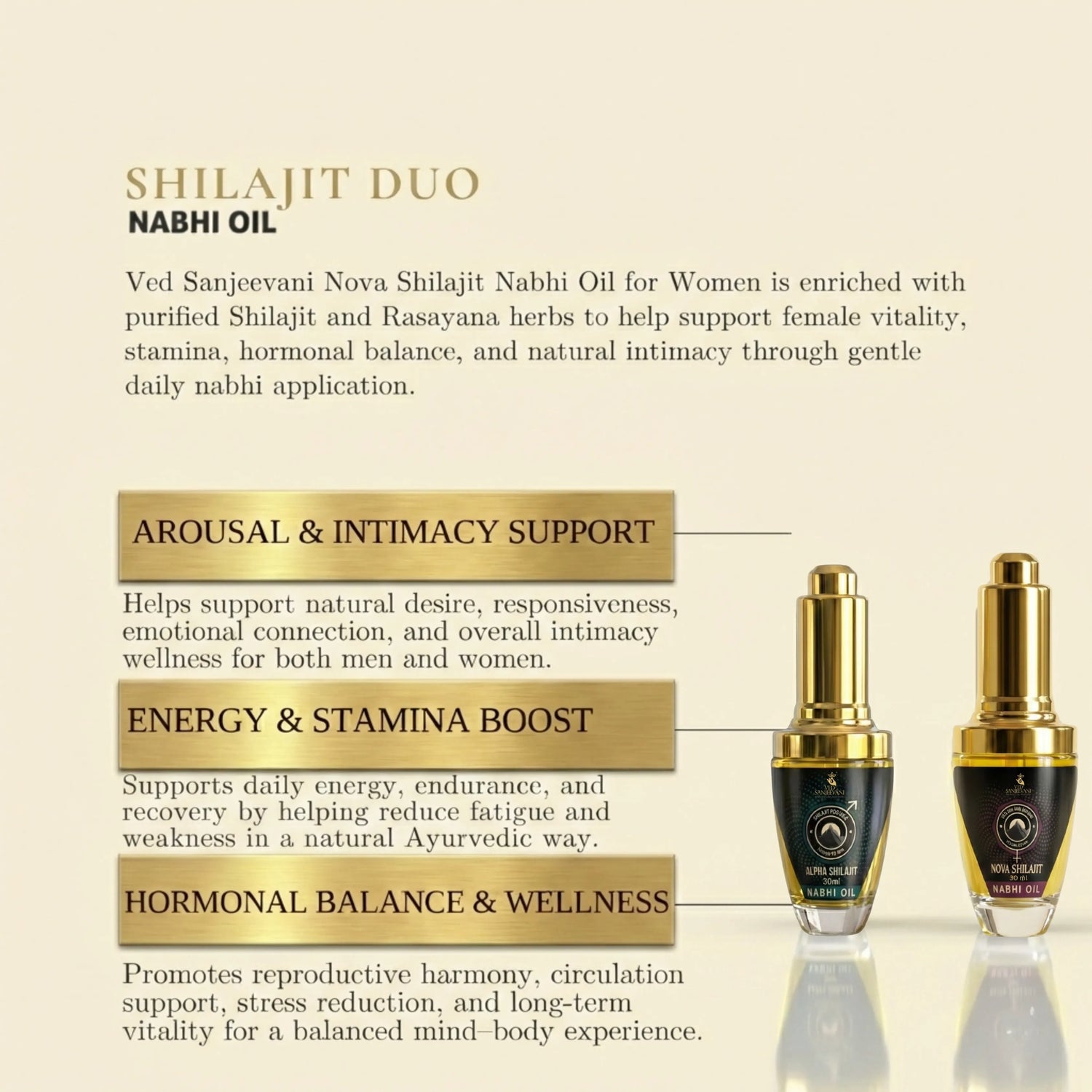Shilajit Nabhi Oil DUO for Men and Women | Ayurvedic Navel Oil Combo for Strength &amp; Vitality - Product Benefits and Ingredients