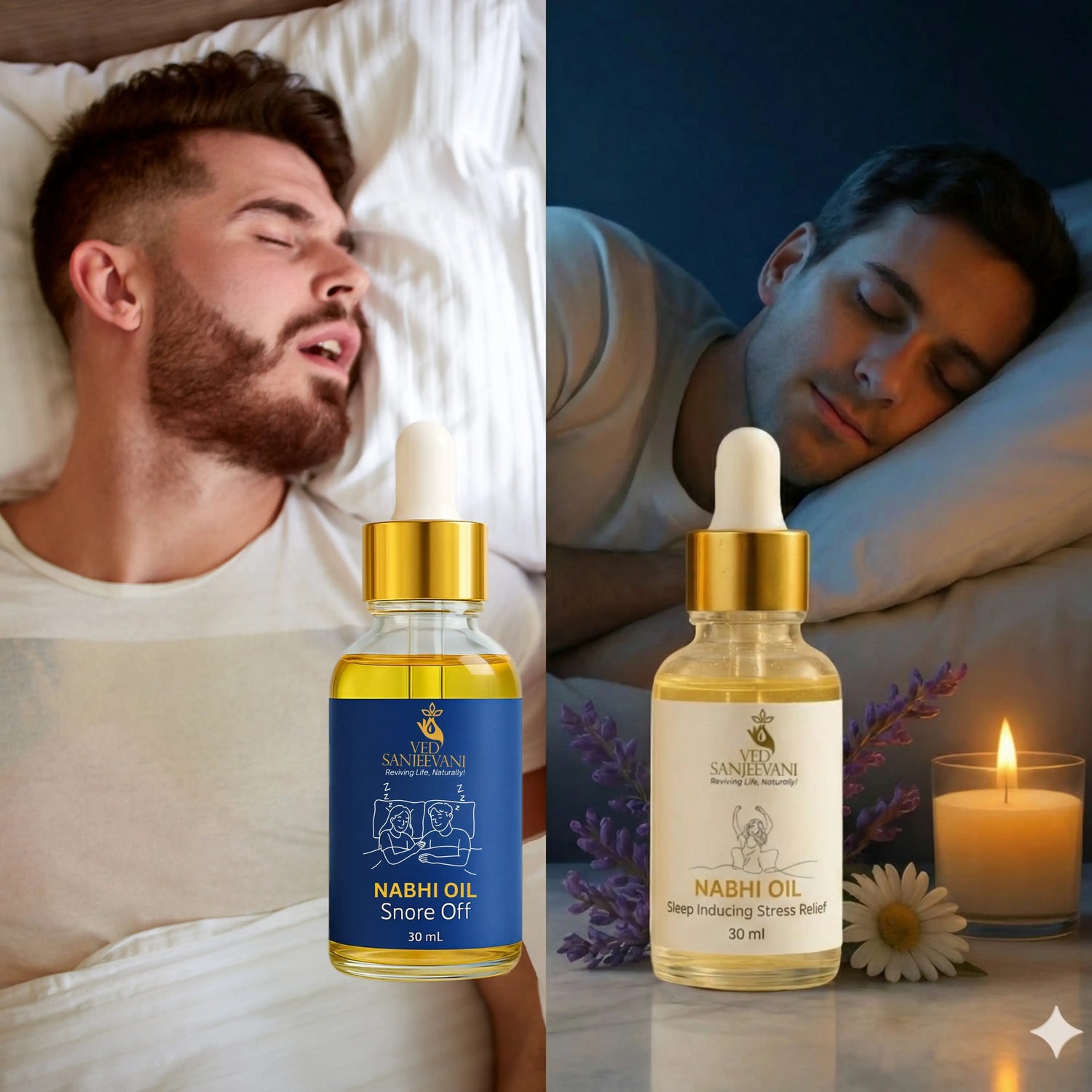 COMBO of Sleep &amp; Snore Care – Ayurvedic Nabhi Oils for Deep Sleep, Stress Relief &amp; Snoring Support
