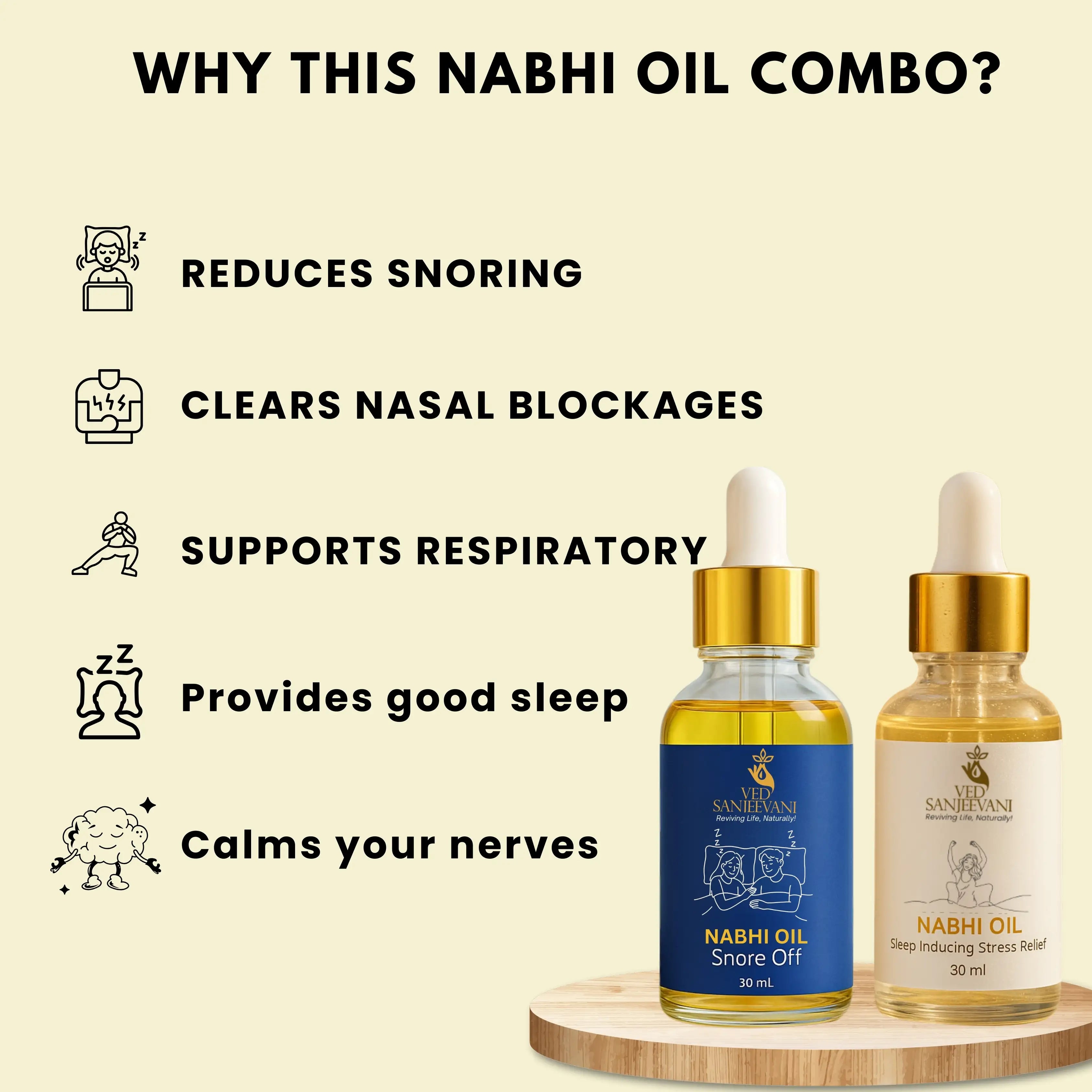 COMBO of Sleep &amp; Snore Care – Ayurvedic Nabhi Oils for Deep Sleep, Stress Relief &amp; Snoring Support