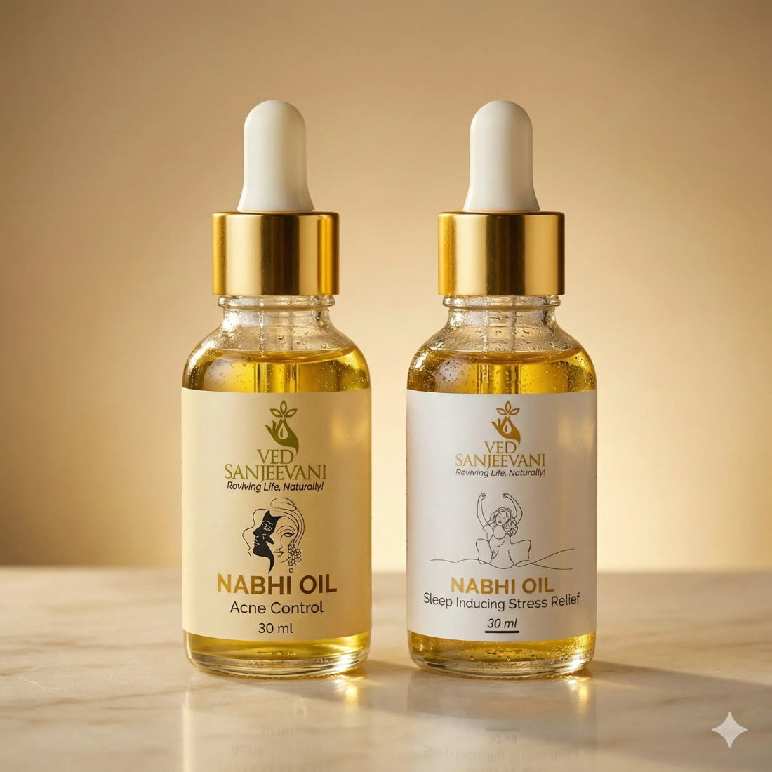 COMBO of Sleep Inducing &amp; Acne Control – Ayurvedic Nabhi Oils for Restful Sleep, Calm &amp; Clear Healthy Skin - Ved Sanjeevani Ayurvedic Product